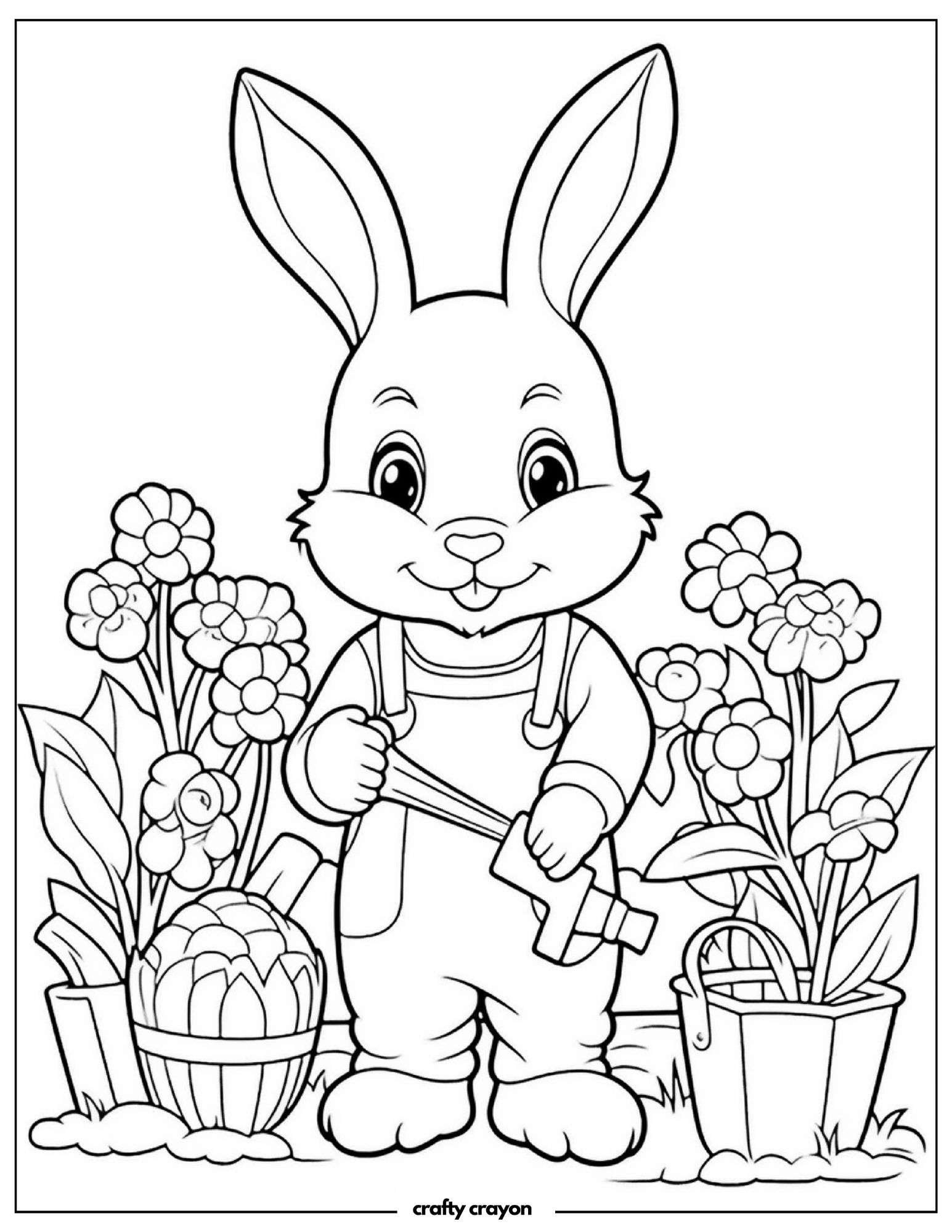 Gardening Bunny Holding Tools