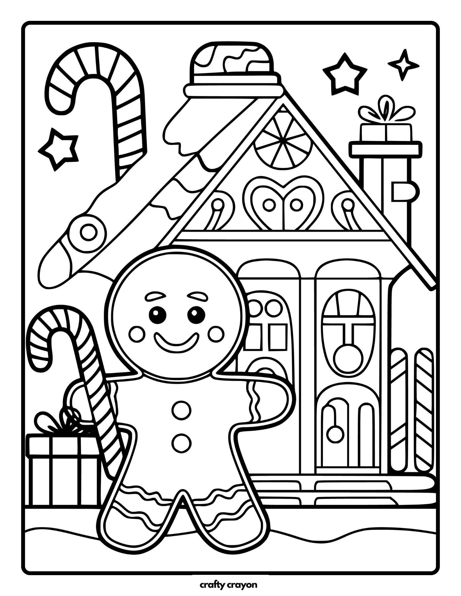 Gingerbread Man At Candy Cane House