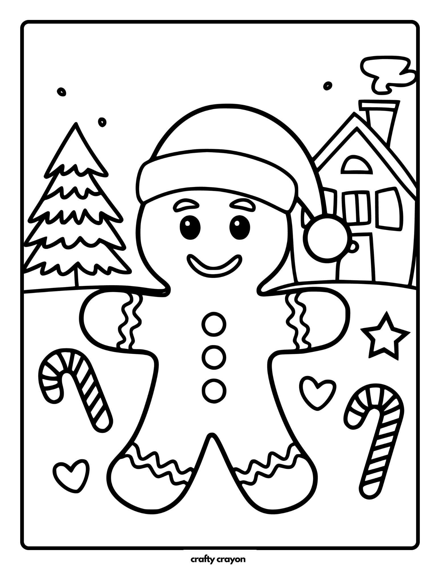 Gingerbread Man Surrounded By Christmas Trees