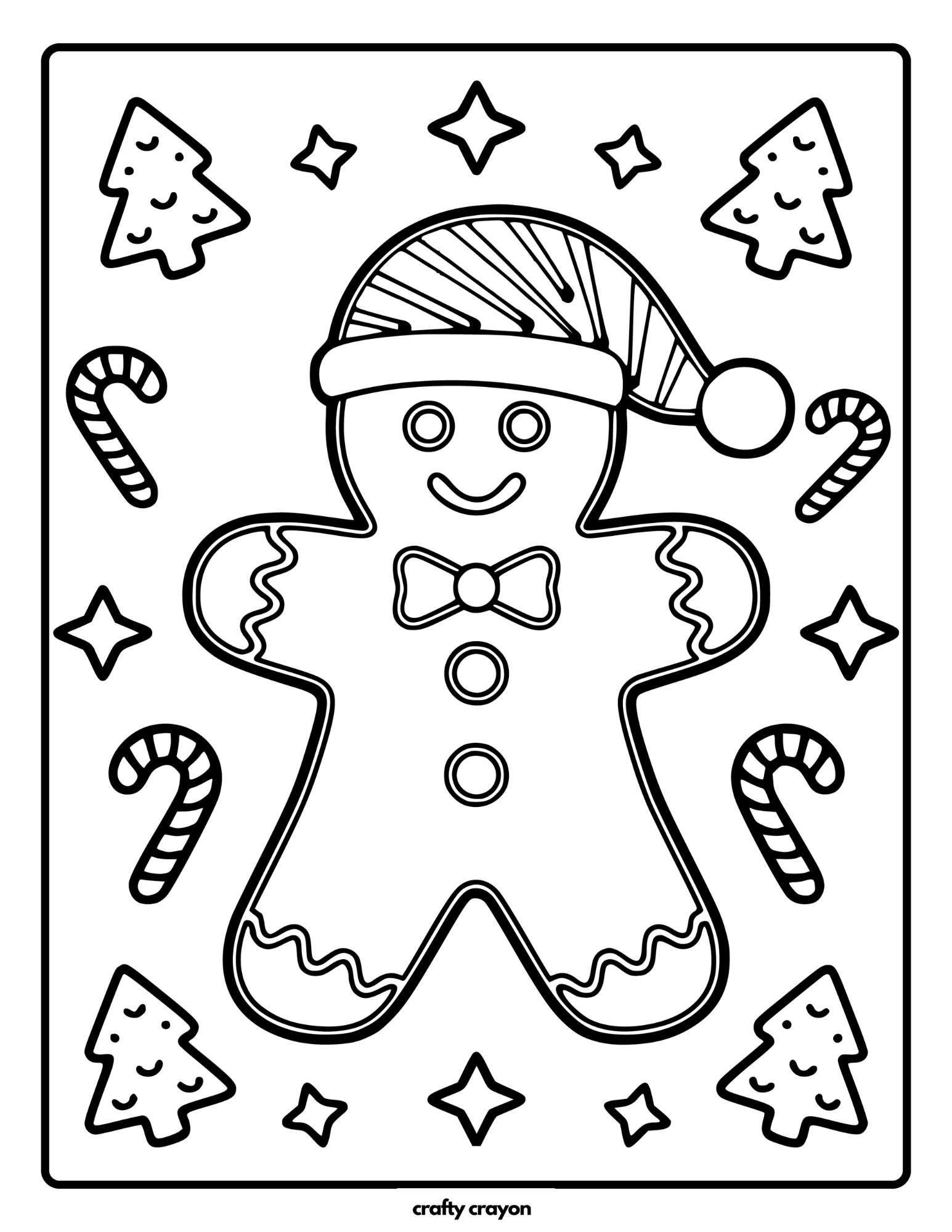 Gingerbread Man With Candy and Trees