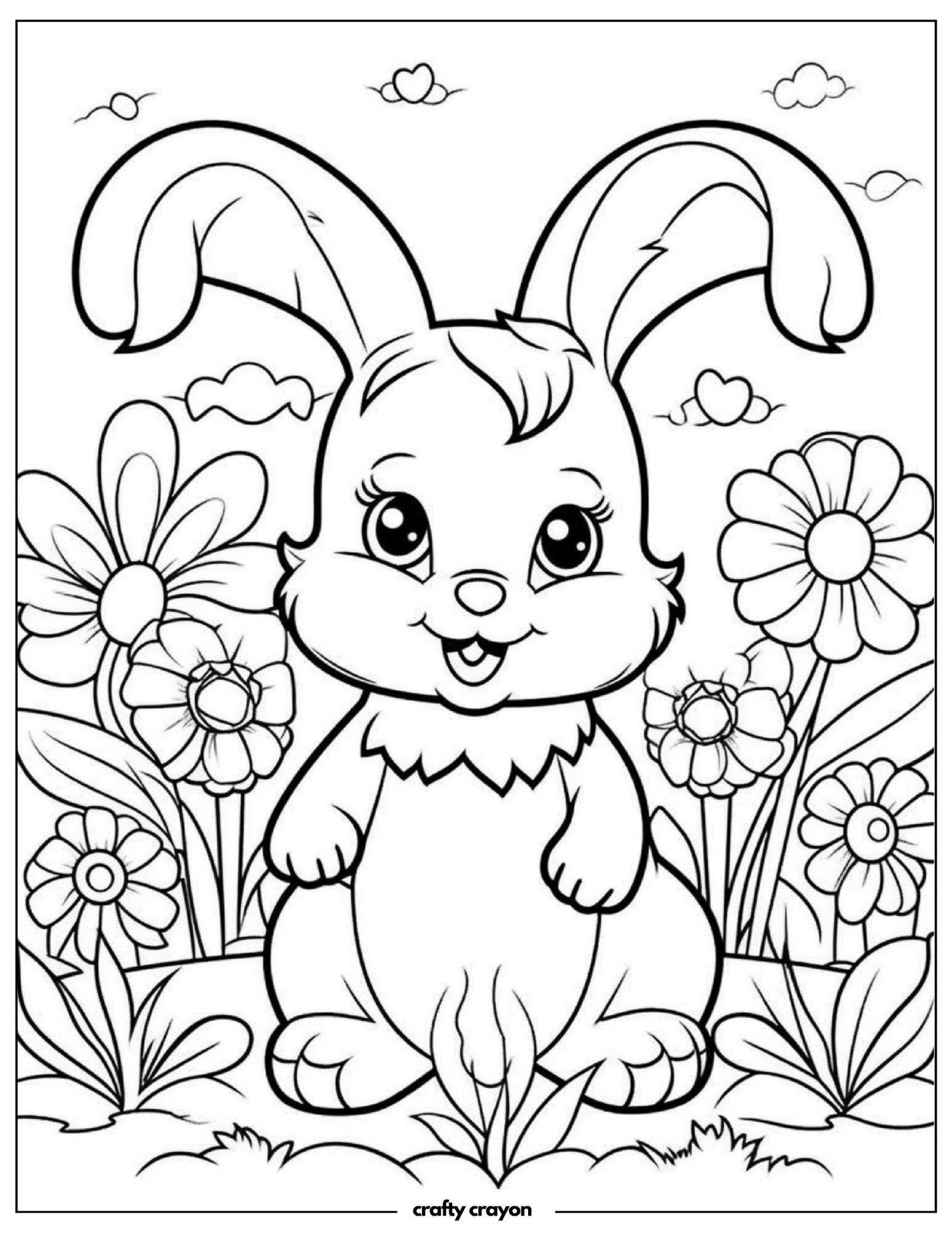 Happy Bunny Surrounded By Flowers