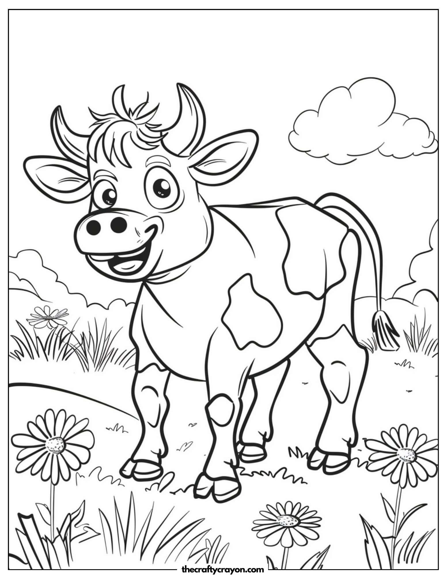 Happy Calf With Flowers