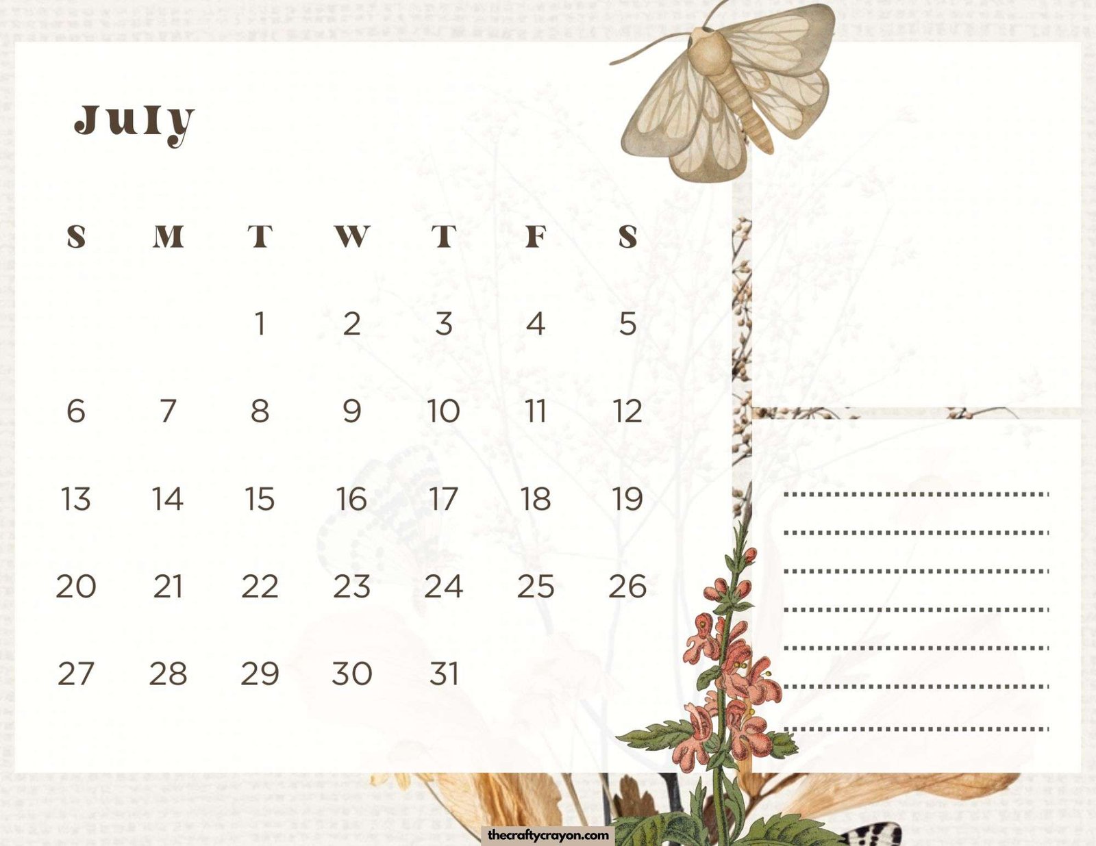 July 2025 Calendar Printable
