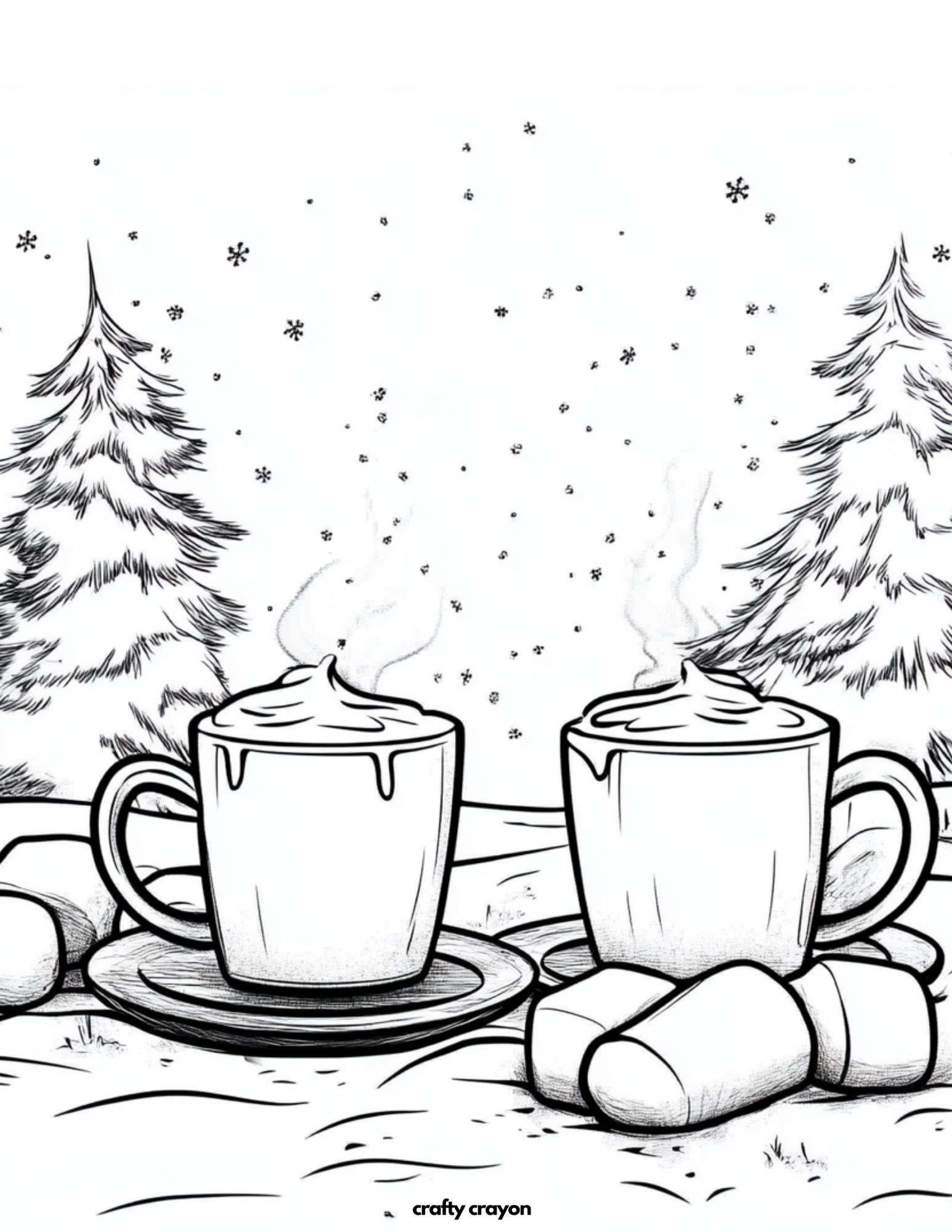Marshmallows And Hot Cocoa Coloring Page