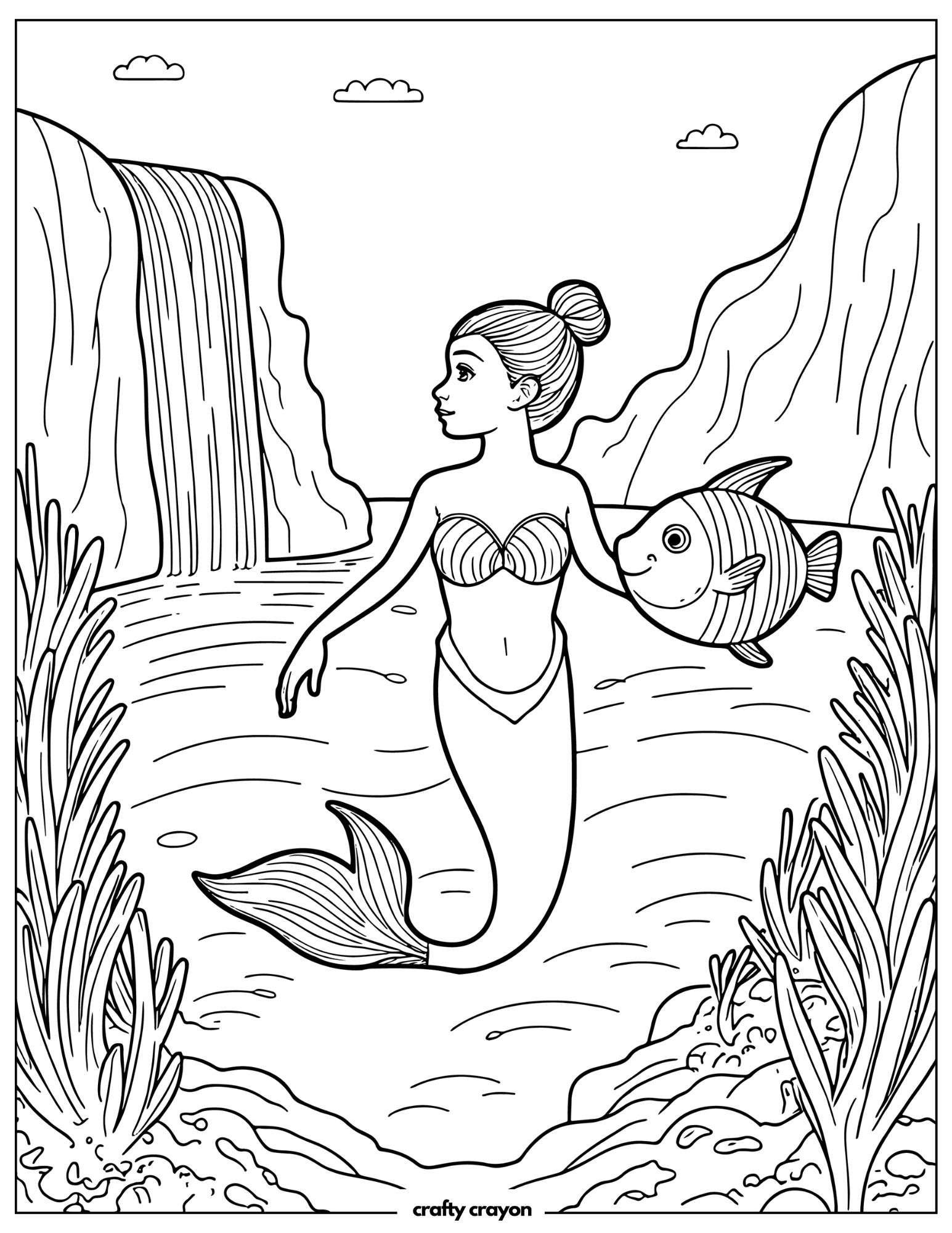 Mermaid By Waterfall