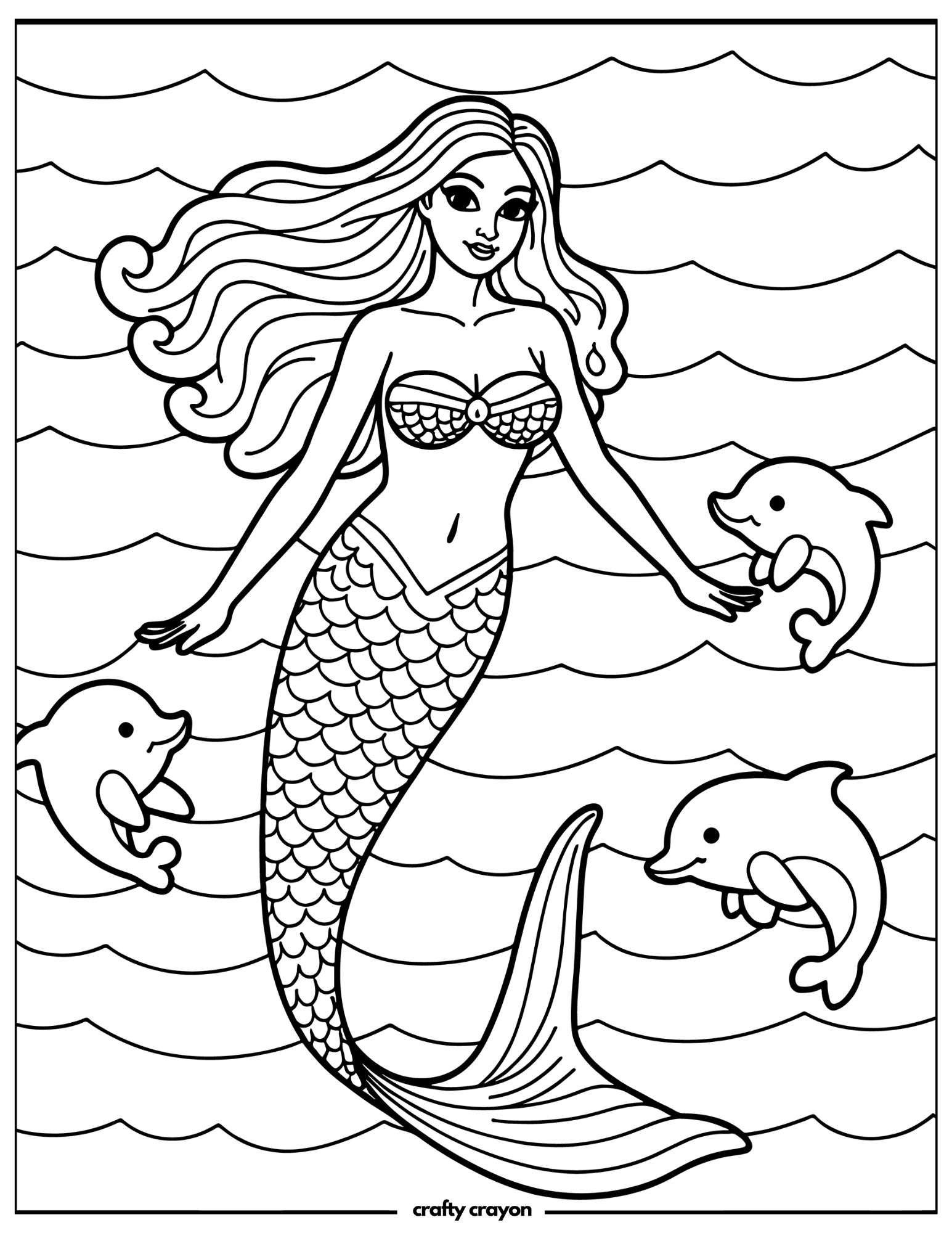 Mermaid Playing With Dolphins