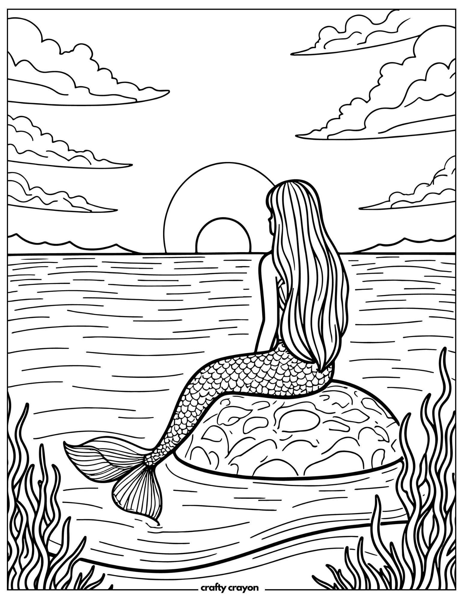 Mermaid Watching Sunset