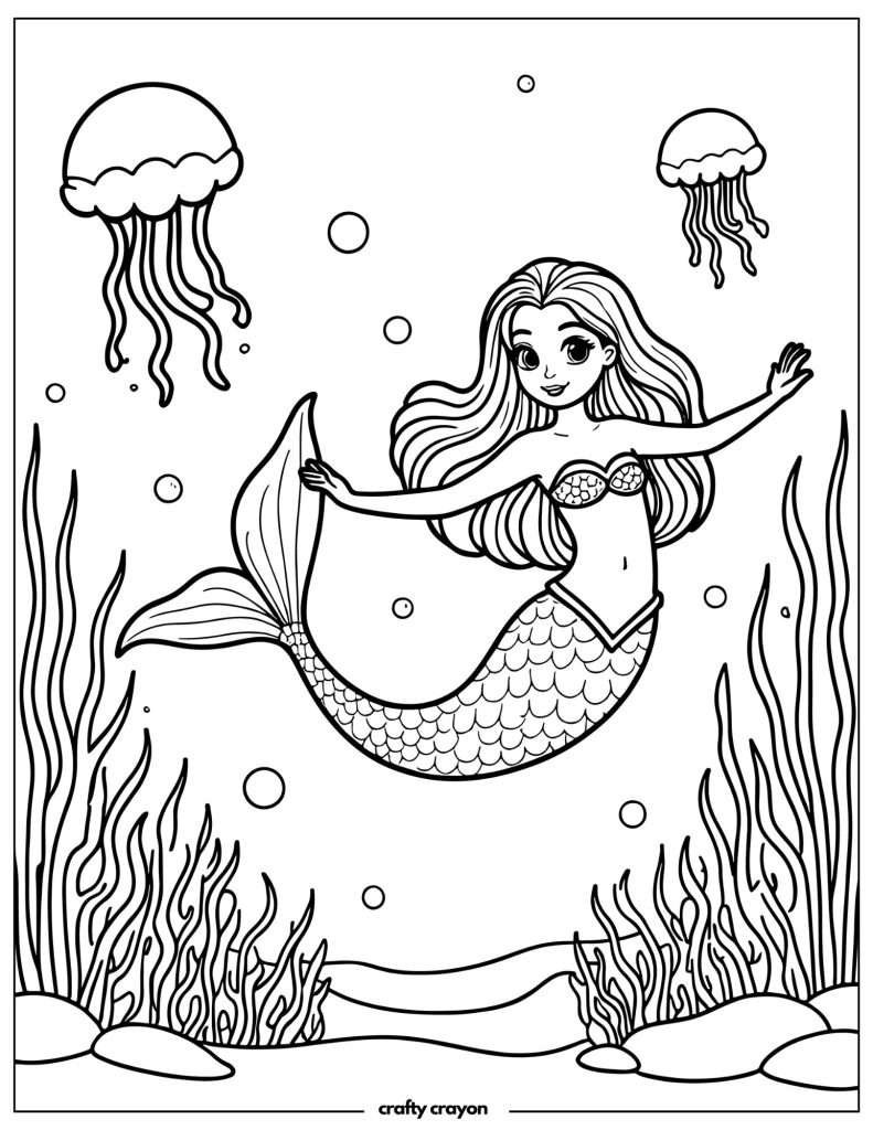 Mermaid Coloring Pages (Free PDF Printables)