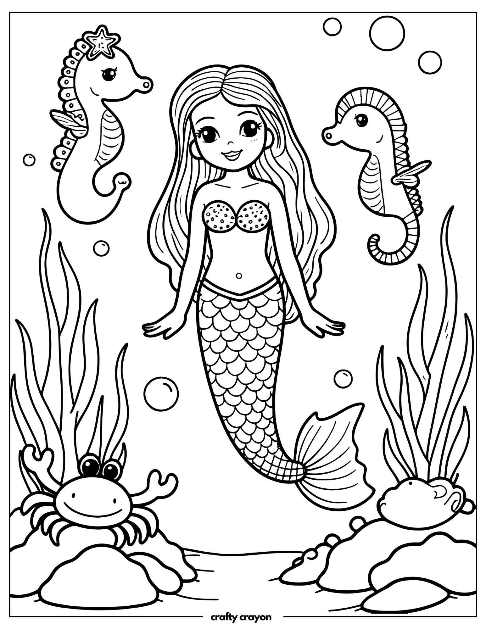 Mermaid With Seahorse Friends