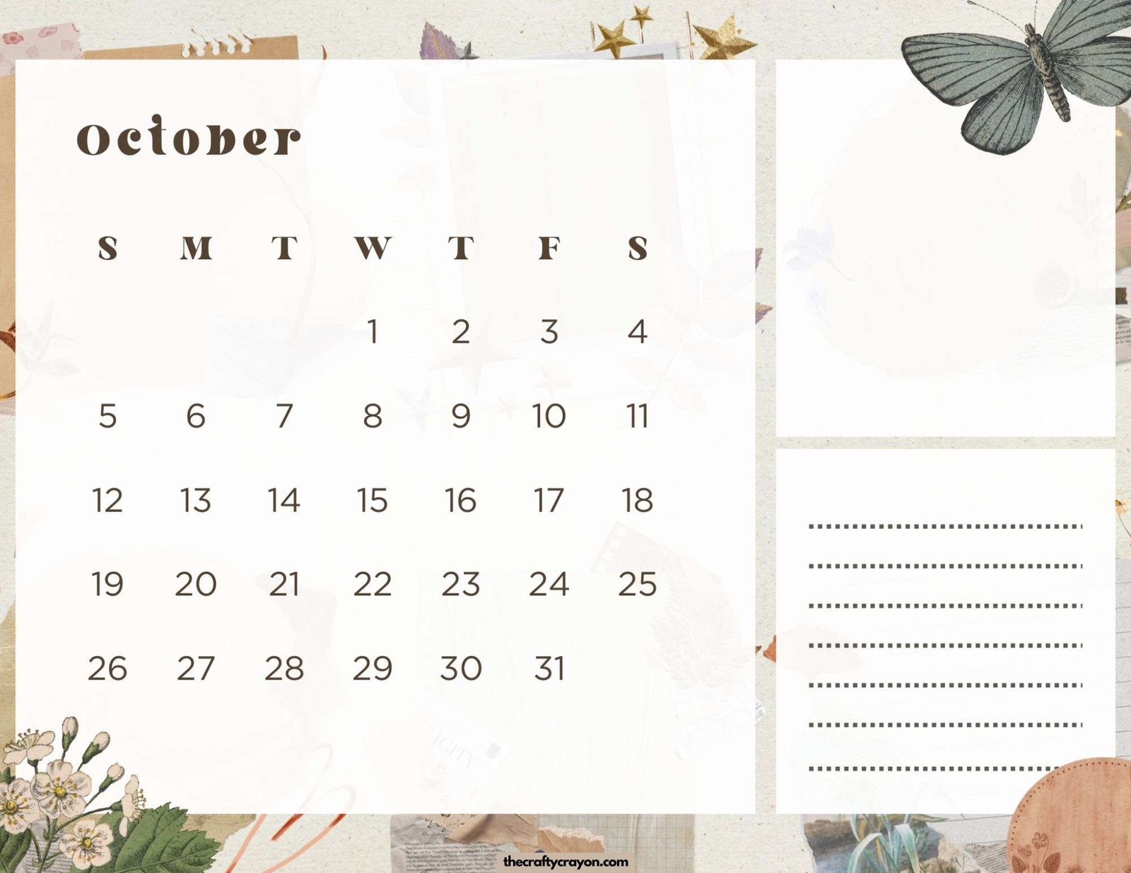 October 2025 Calendar Printable