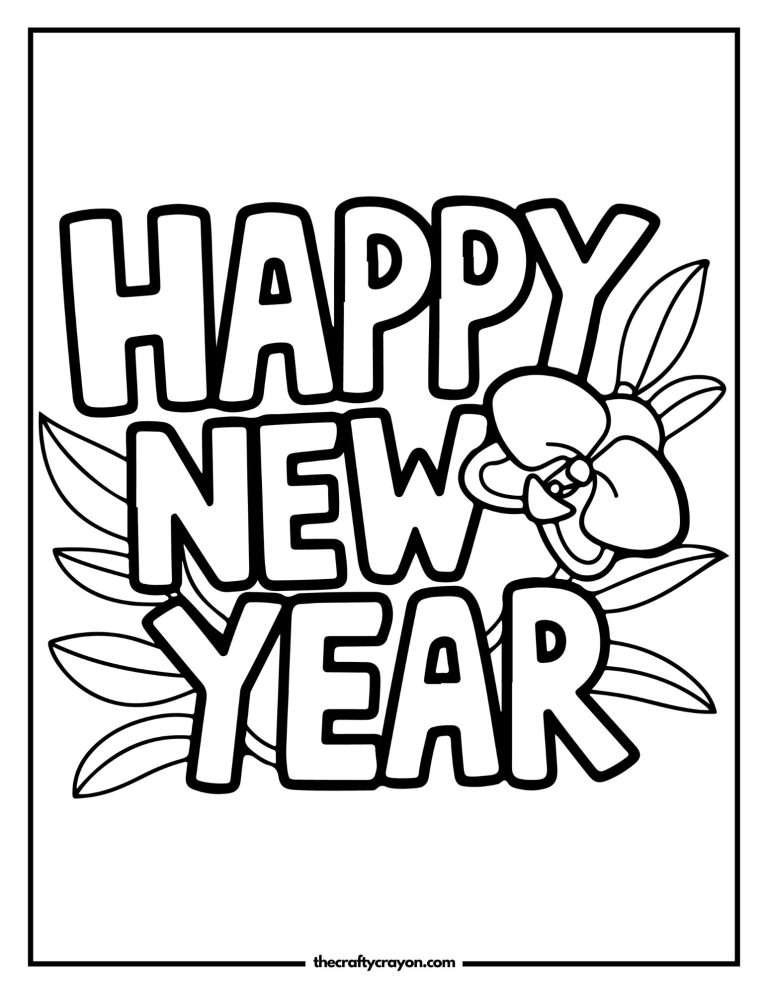 New Year Coloring Pages (Free PDF Printables)