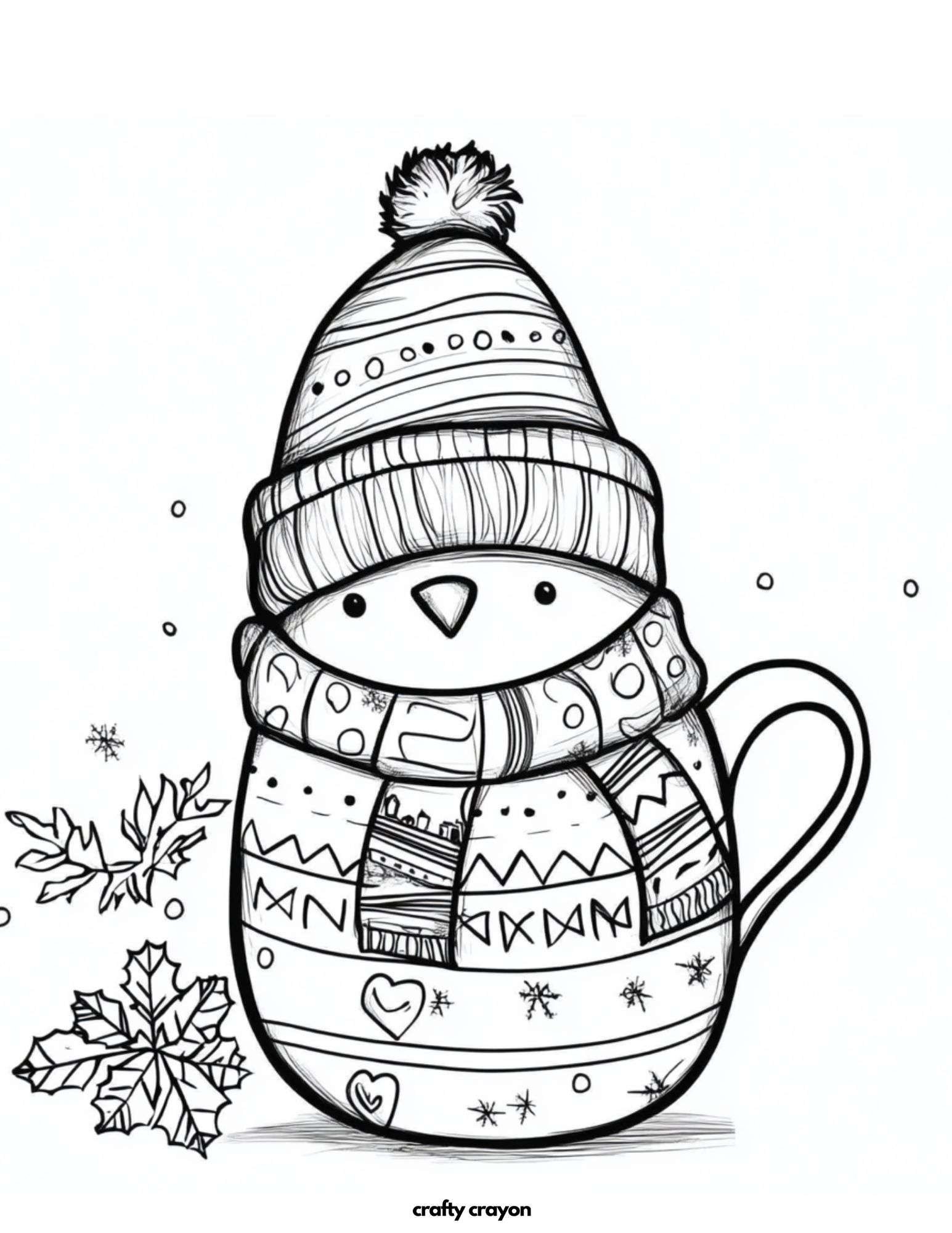 Penguin In Cozy Mug Coloring Page
