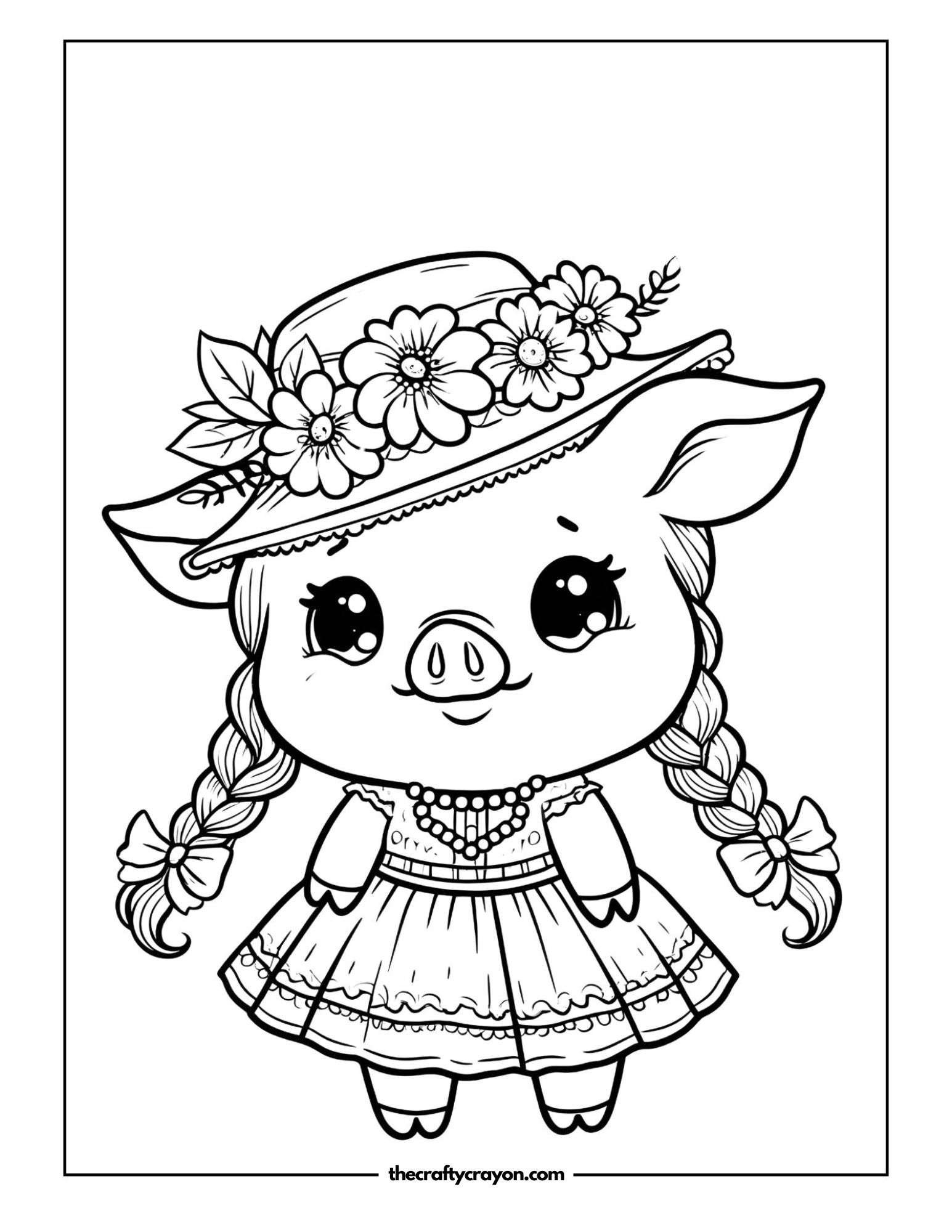 Pig With Floral Hat