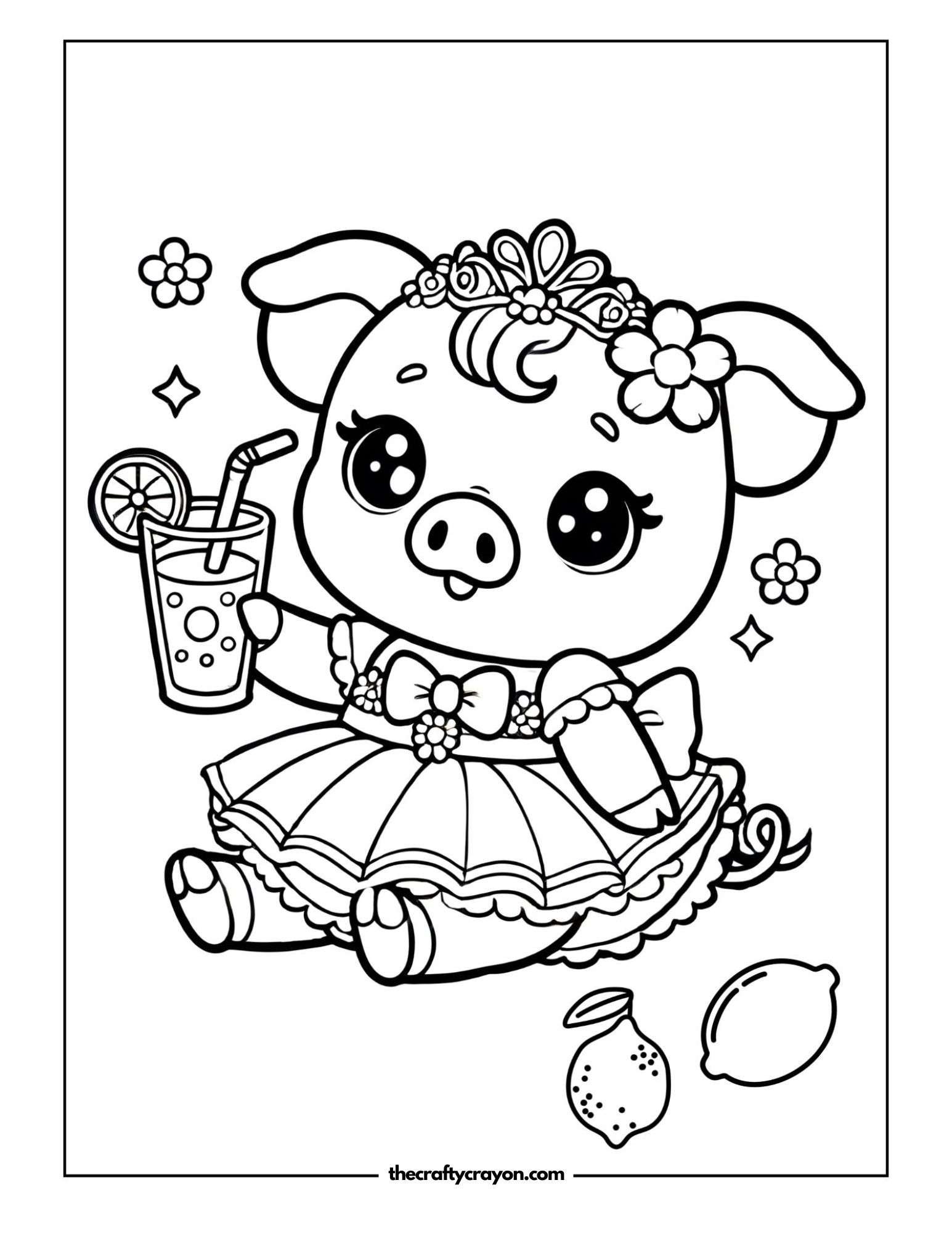 Piglet Enjoying Lemonade