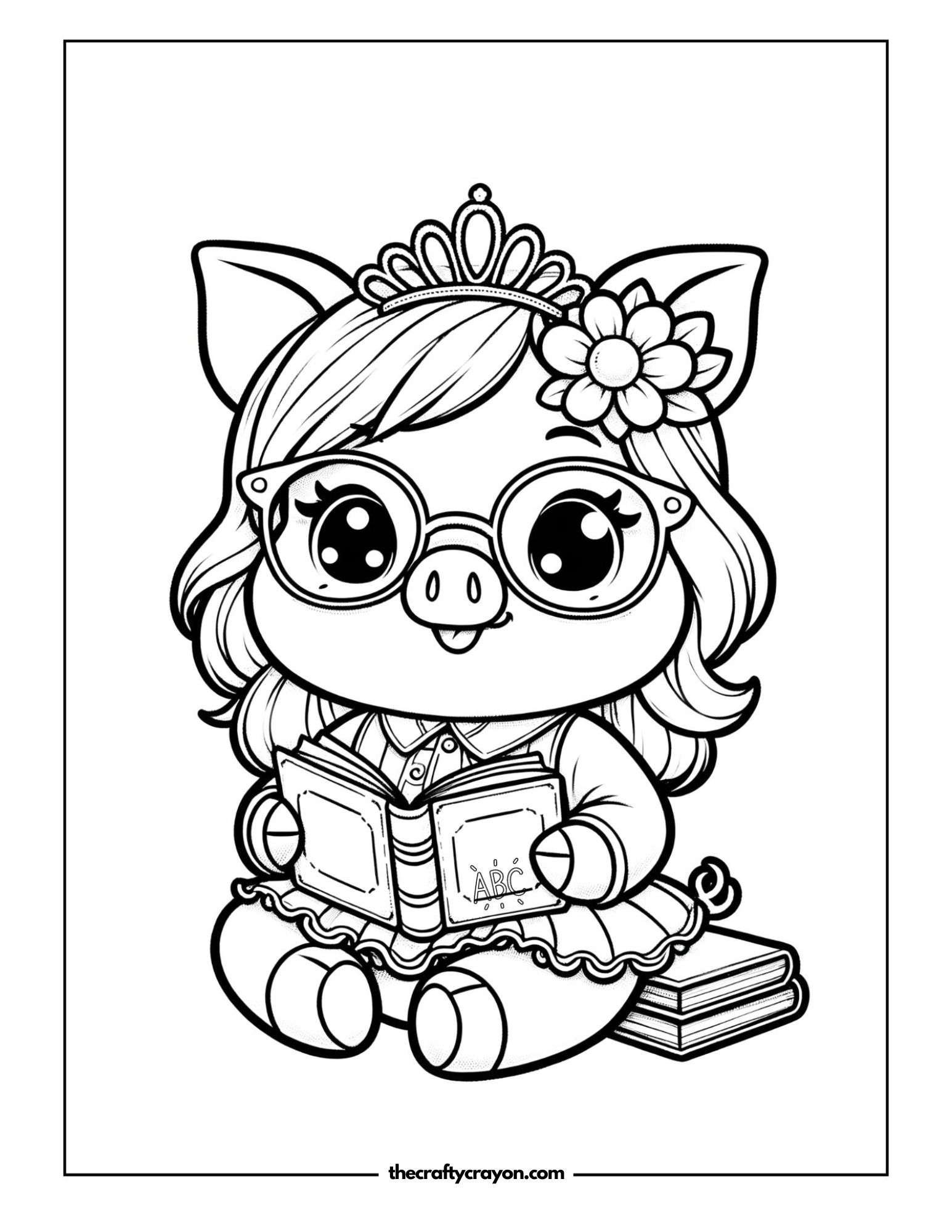 Piglet Reading With Glasses