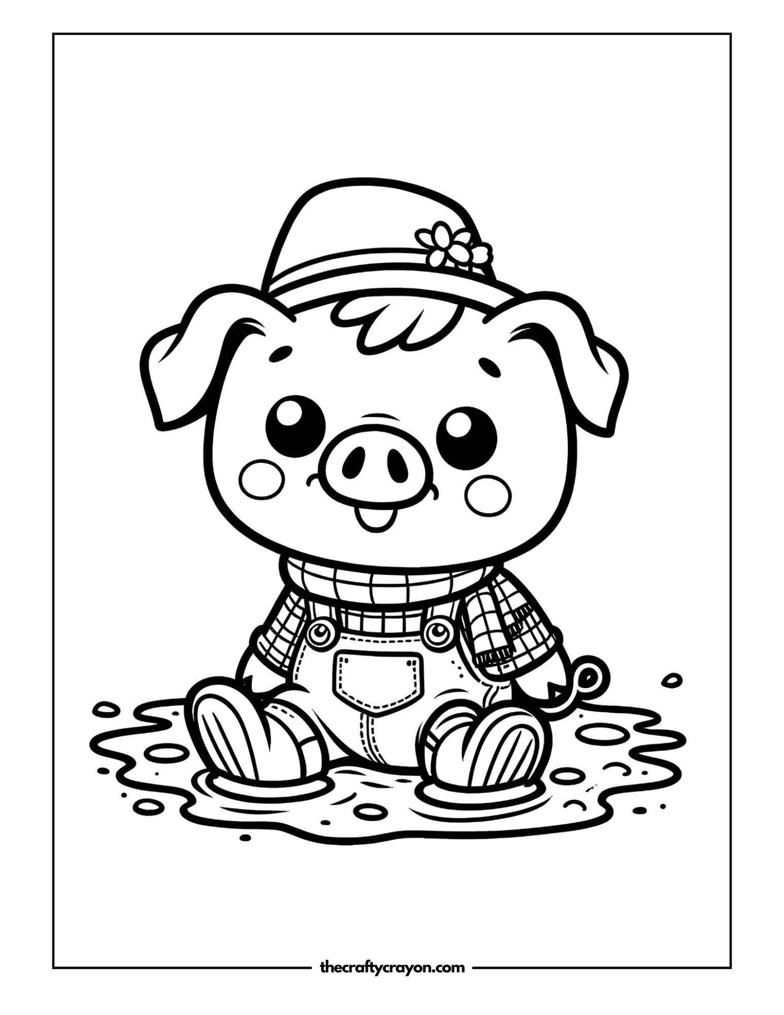 Piglet Sitting In Puddle