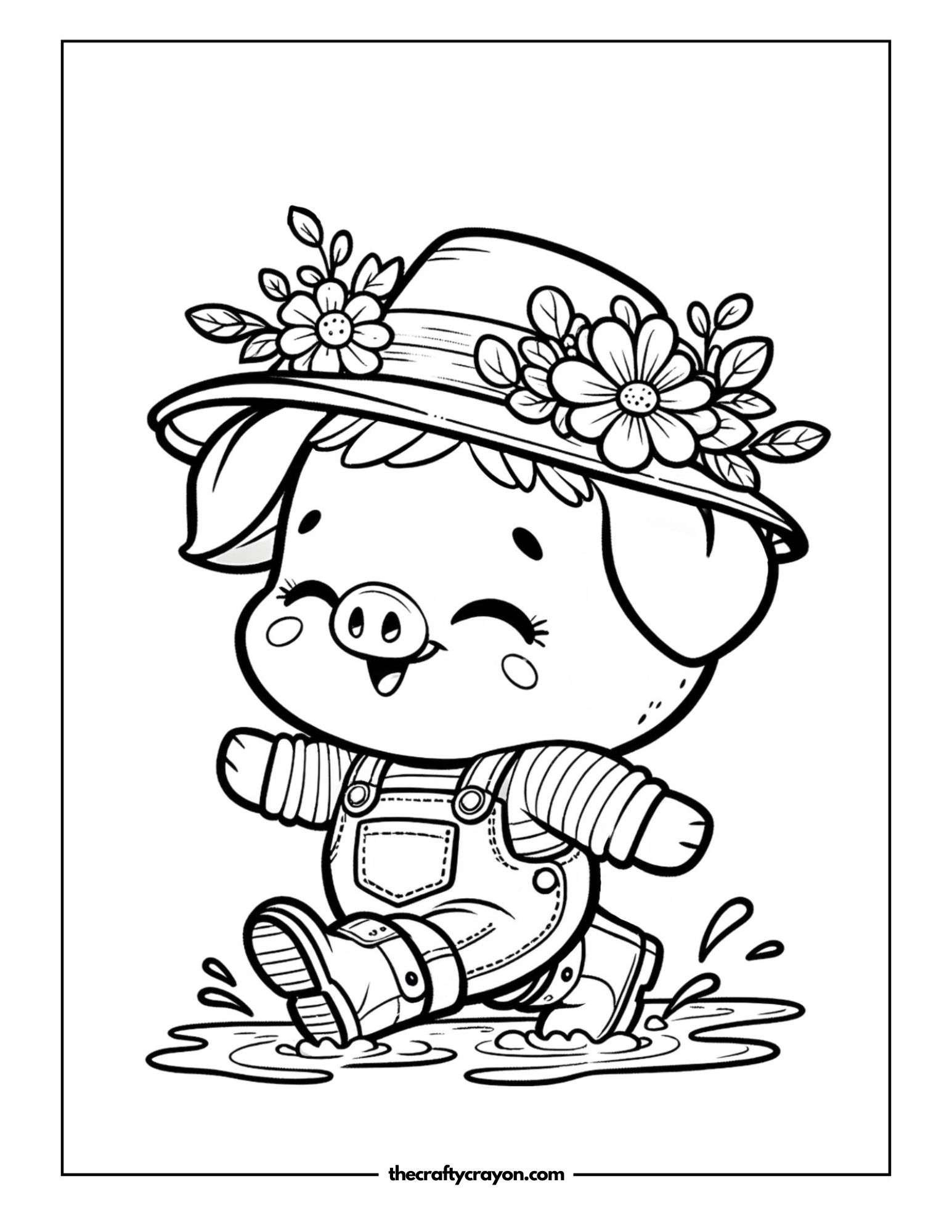 Piglet Splashing In Puddle