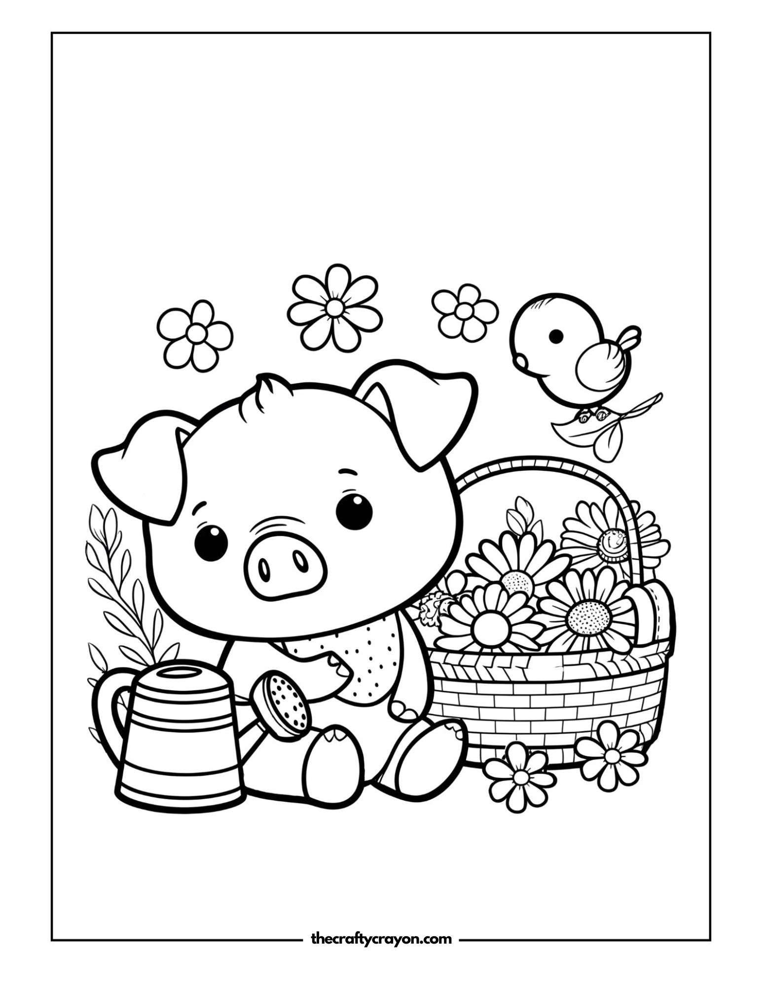 Piglet Watering Flowers