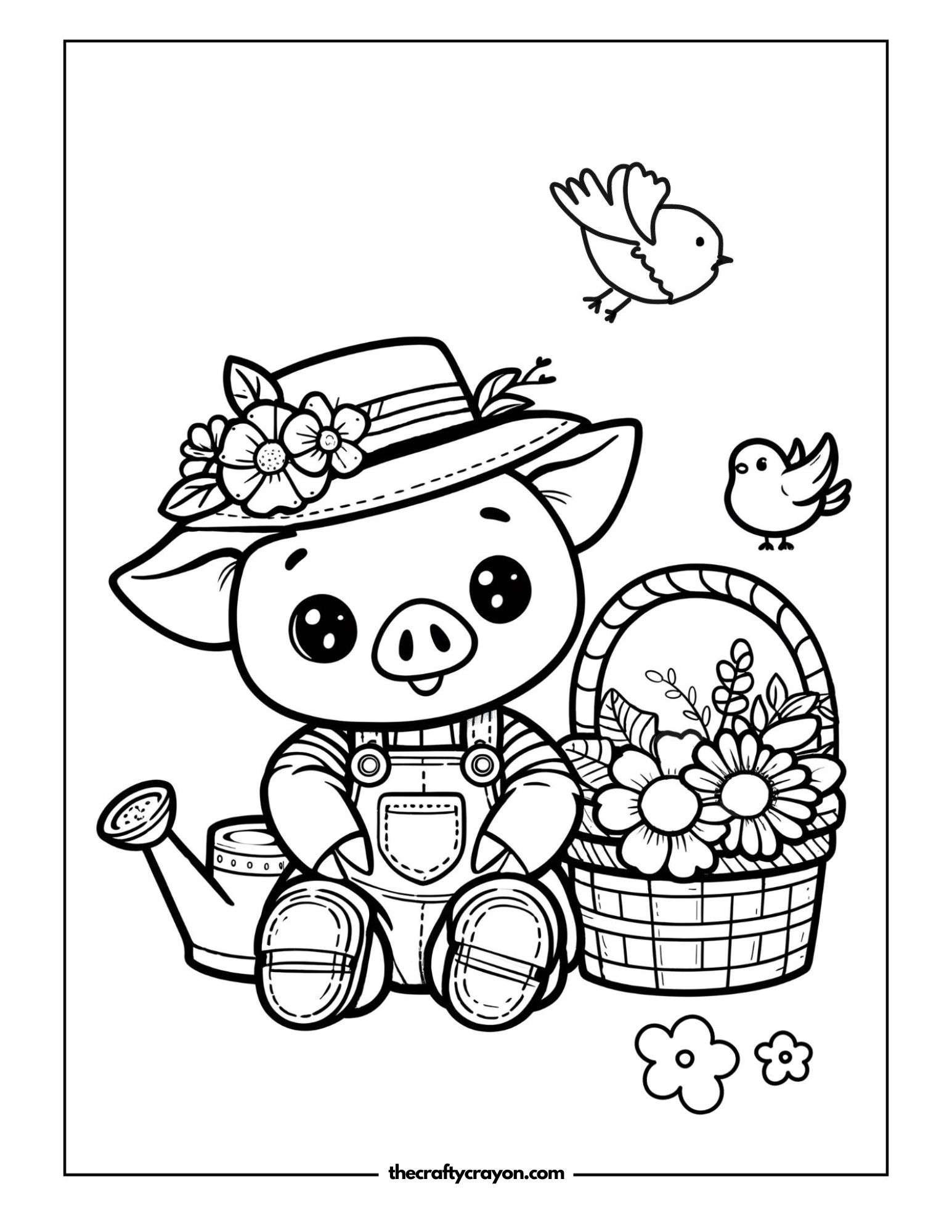 Piglet With Flower Basket