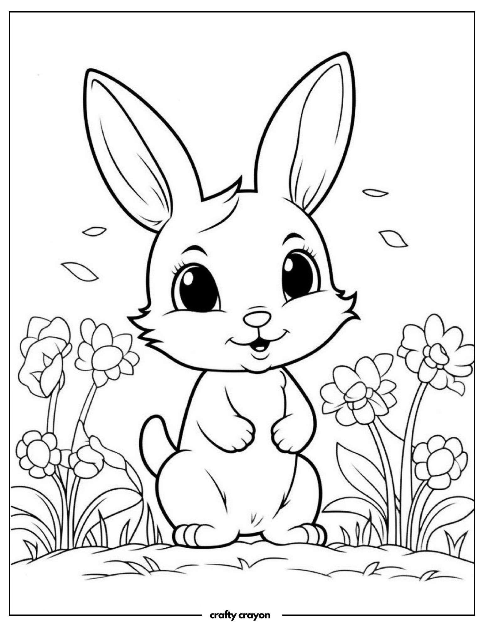 Playful Bunny In Flower Garden