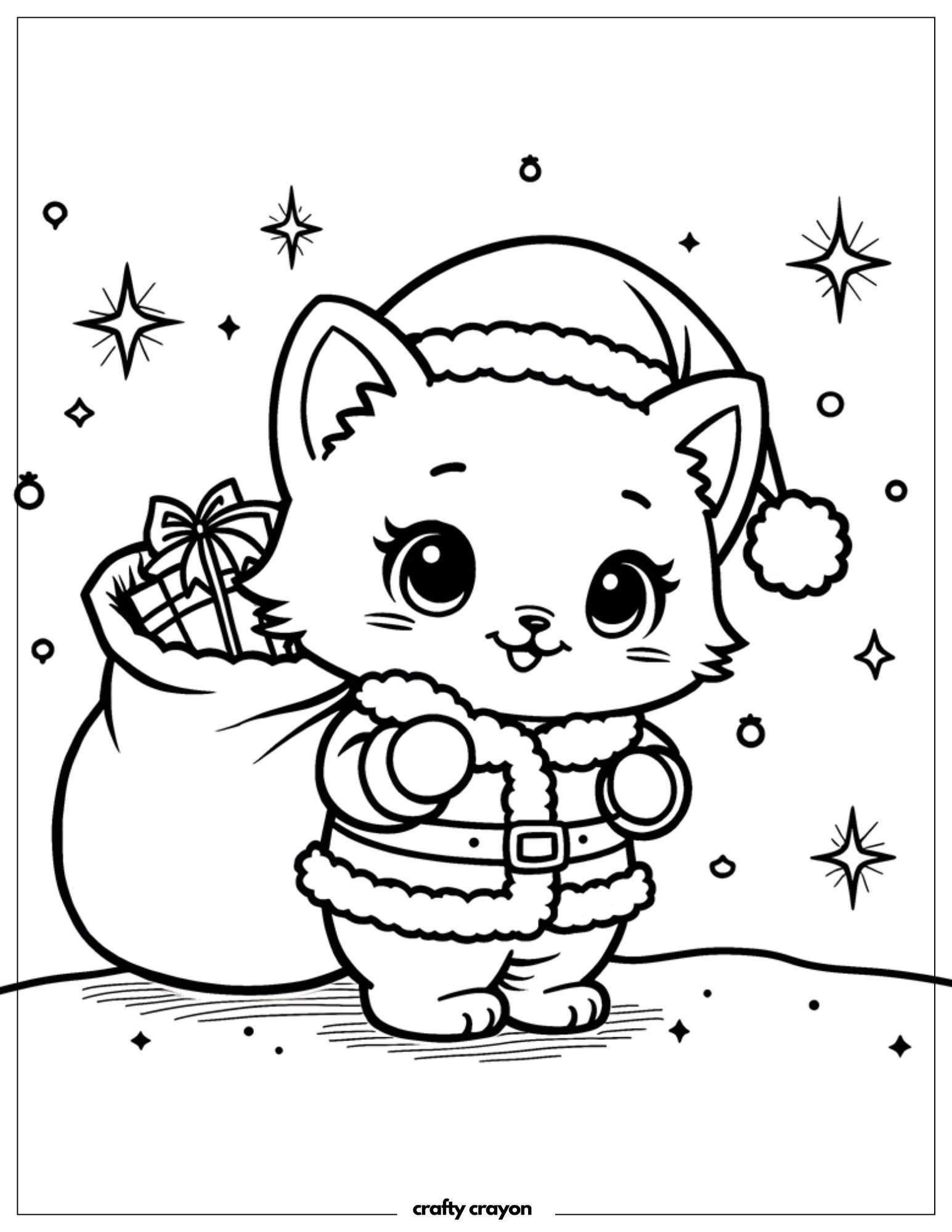 Santa Cat With Gift Sack
