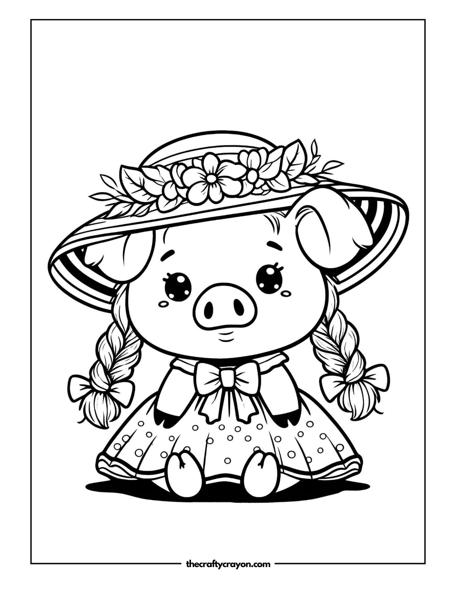 Sitting Piglet With Braids
