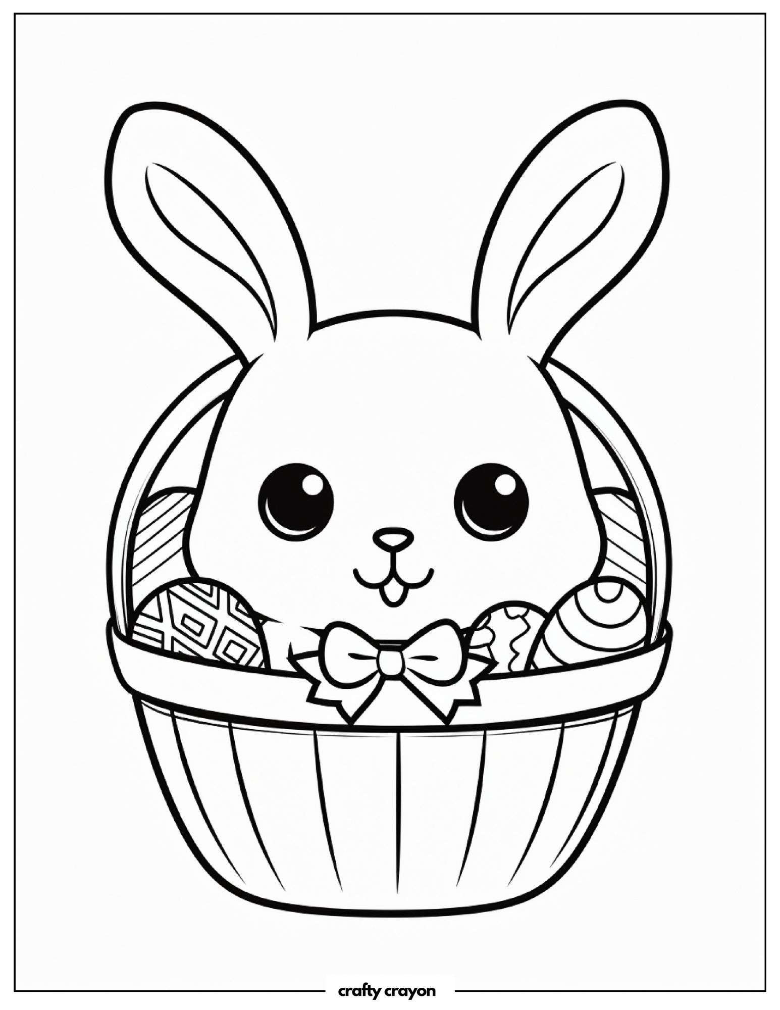 Smiling Bunny Holding Easter Basket