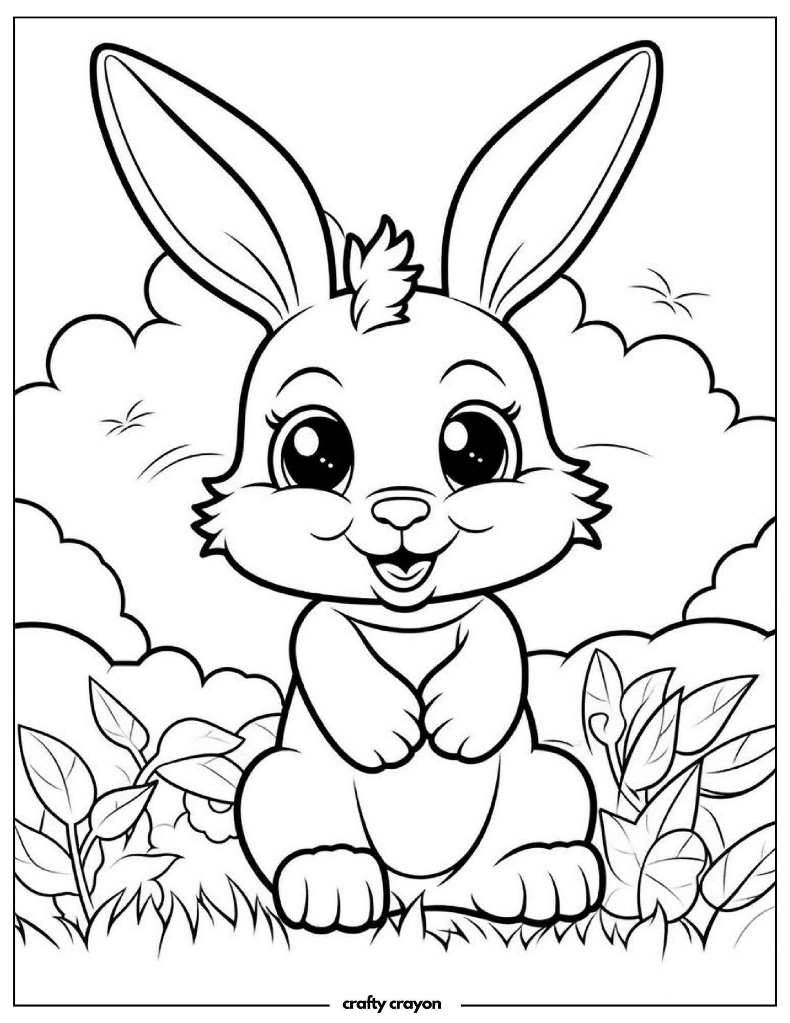 Smiling Bunny In Sunny Field