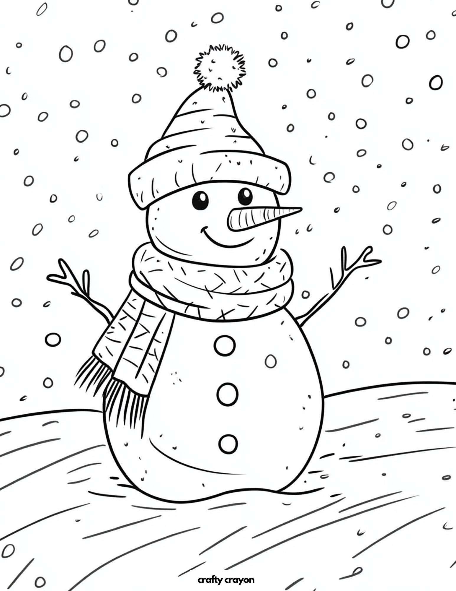 Smiling Snowman Coloring Page