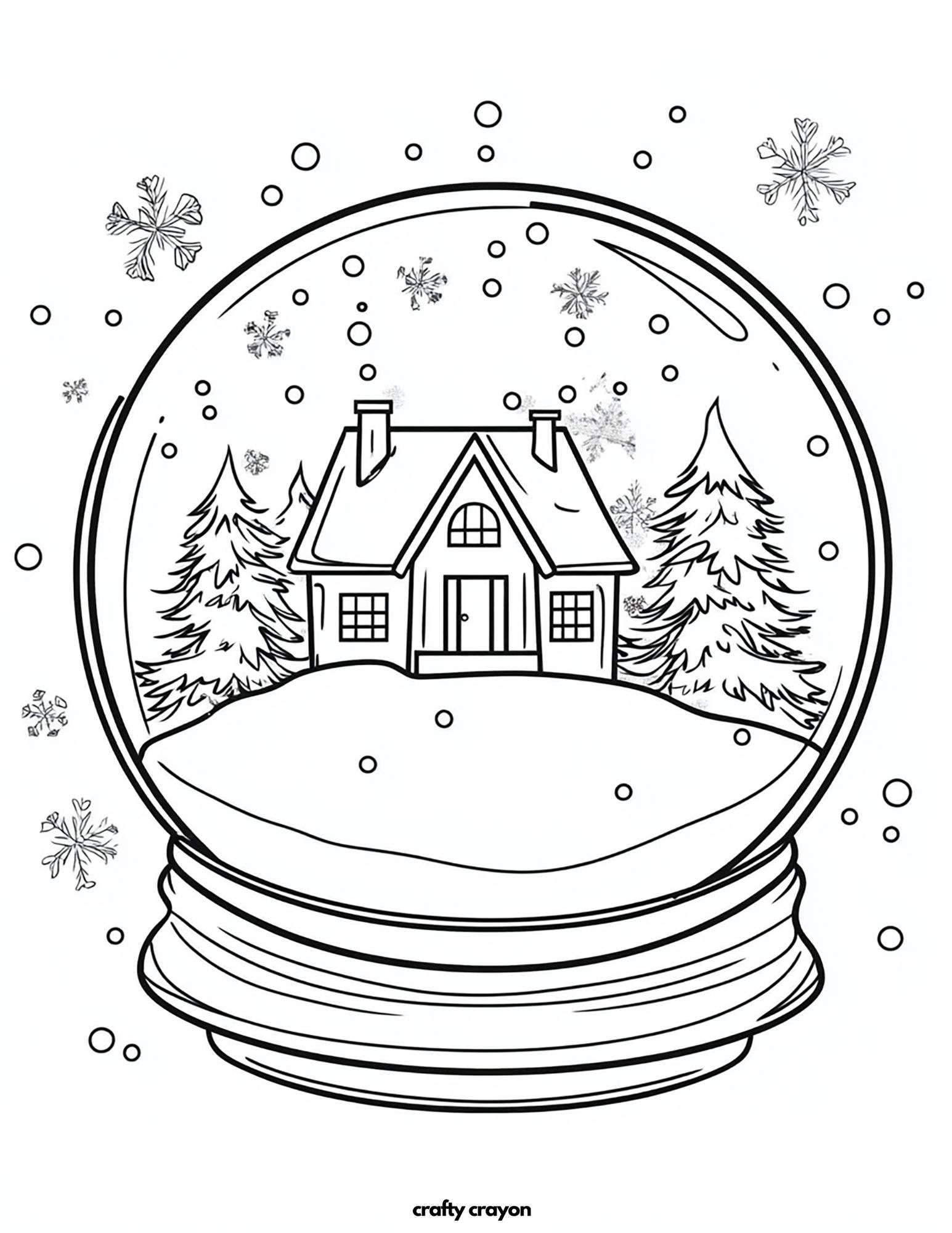 Snow Globe With Cabin Coloring Page