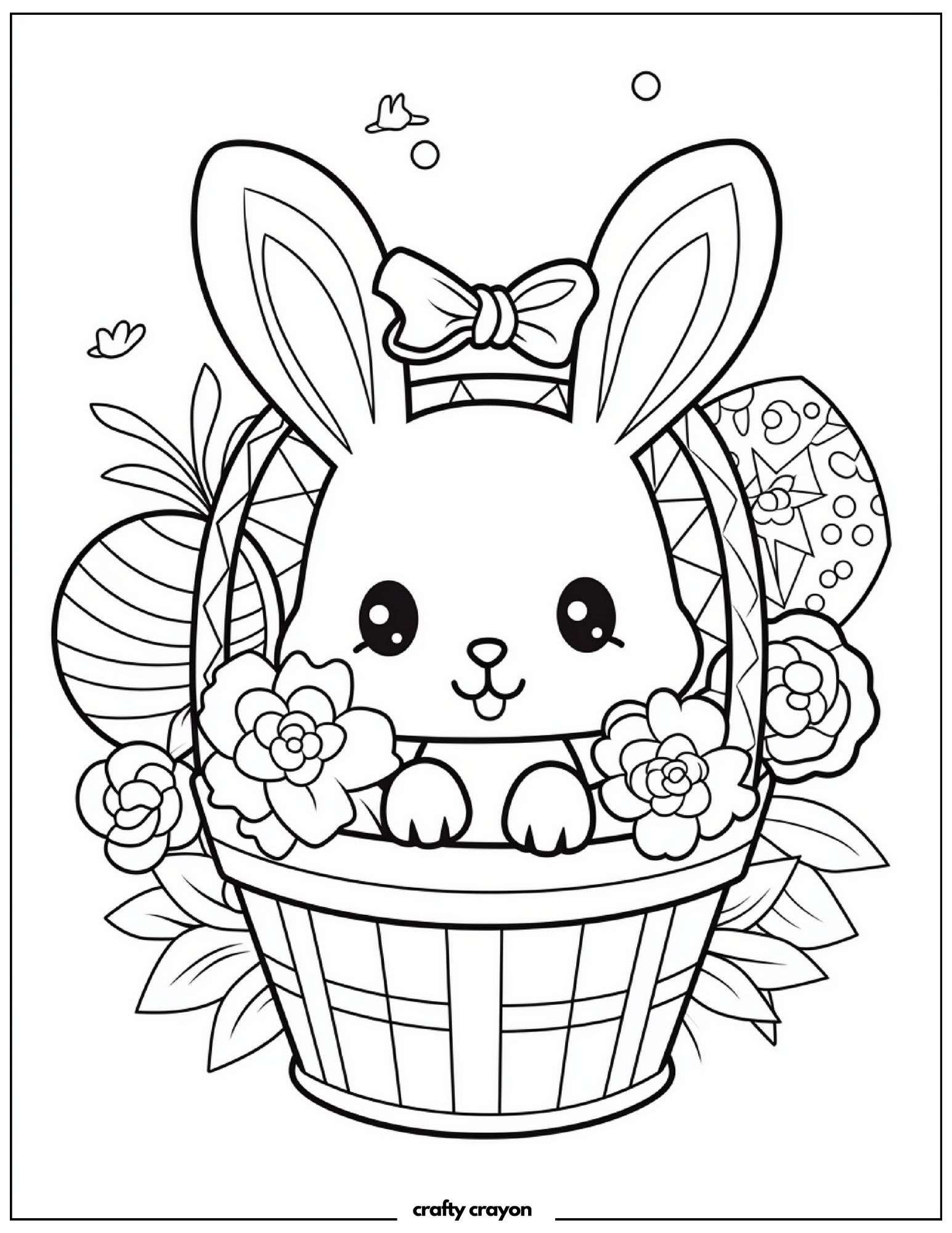 Spring Bunny Holding Floral Easter Basket
