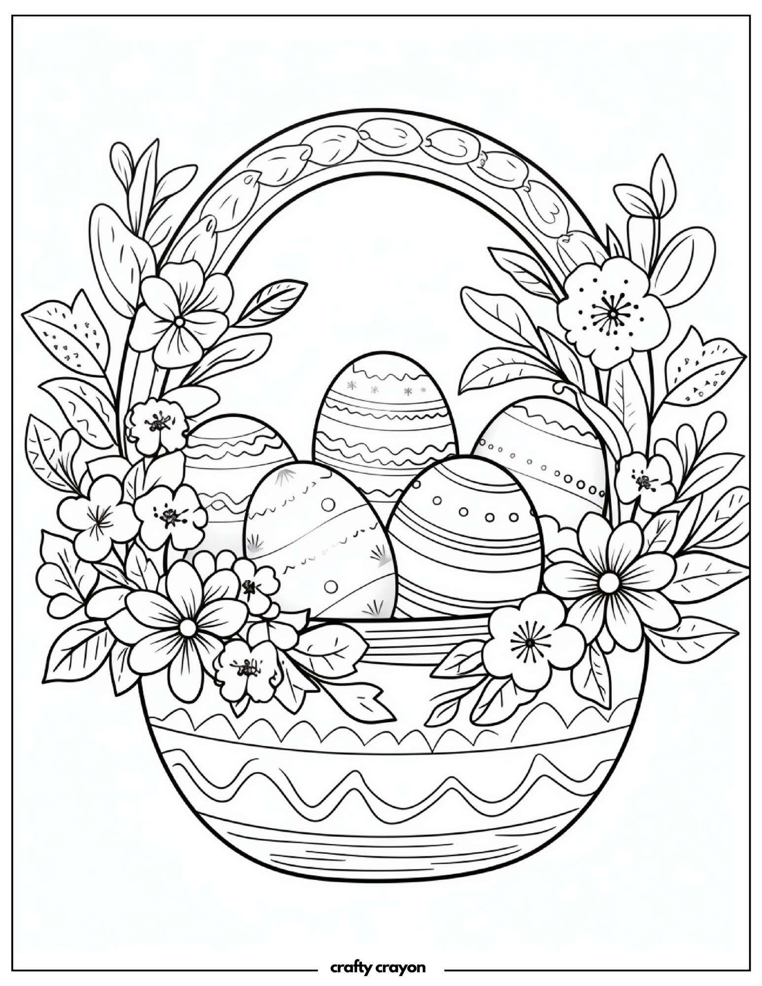 Spring Floral Easter Basket Coloring