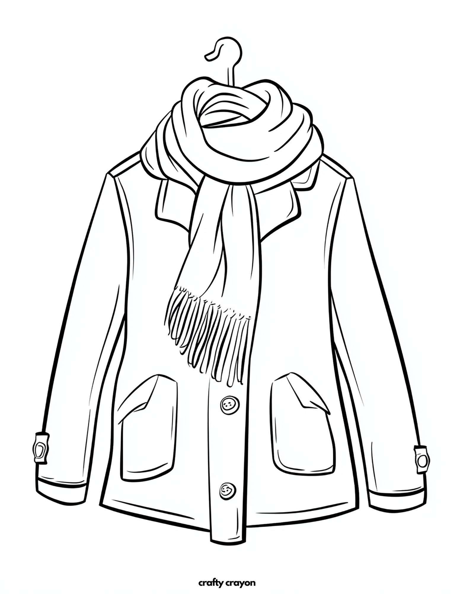Winter Coat And Scarf Coloring Page