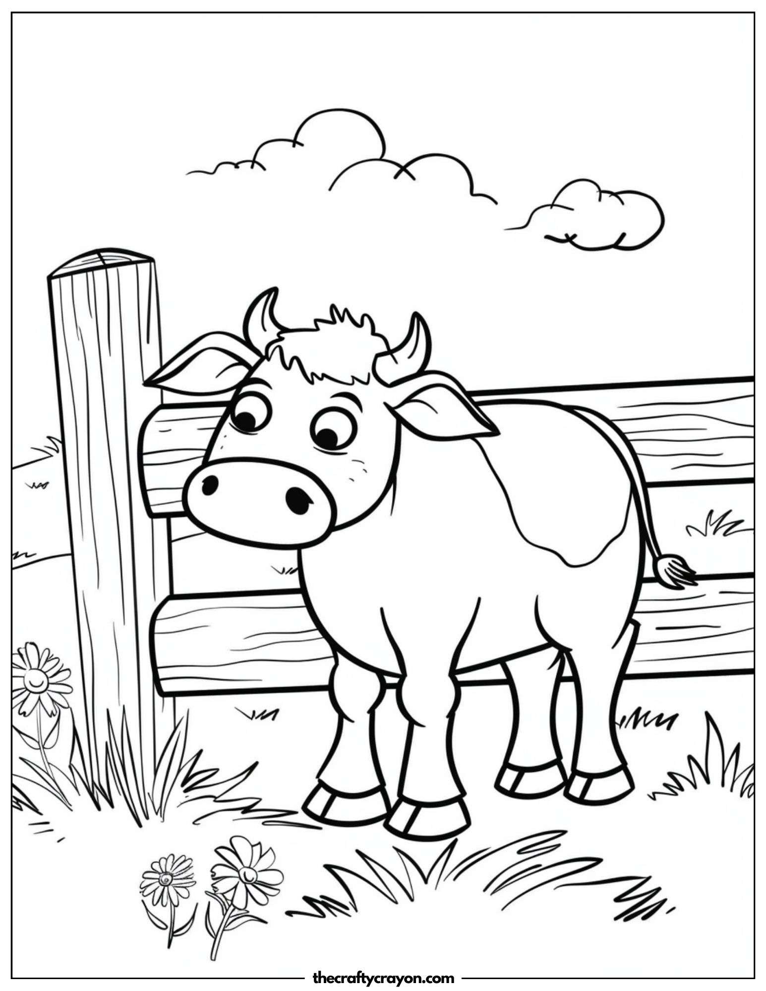 Young Calf By Fence