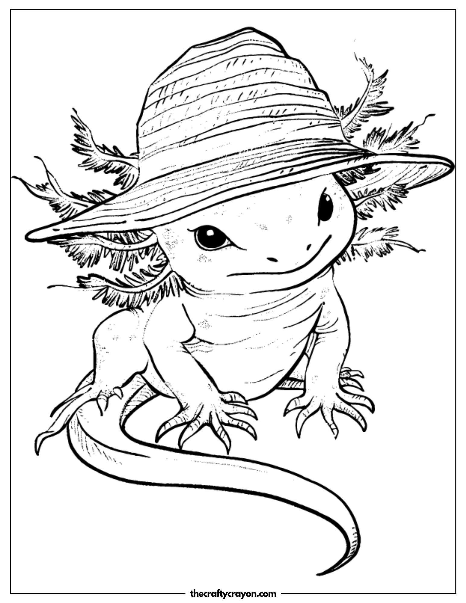 Adorable Axolotl Sitting Coloring Page