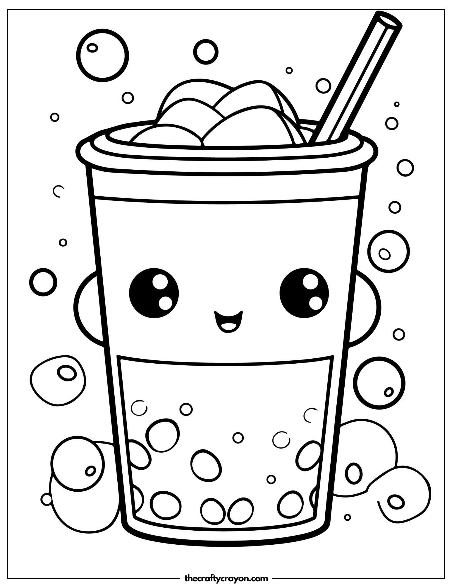 Adorable Boba Cup Coloring Page