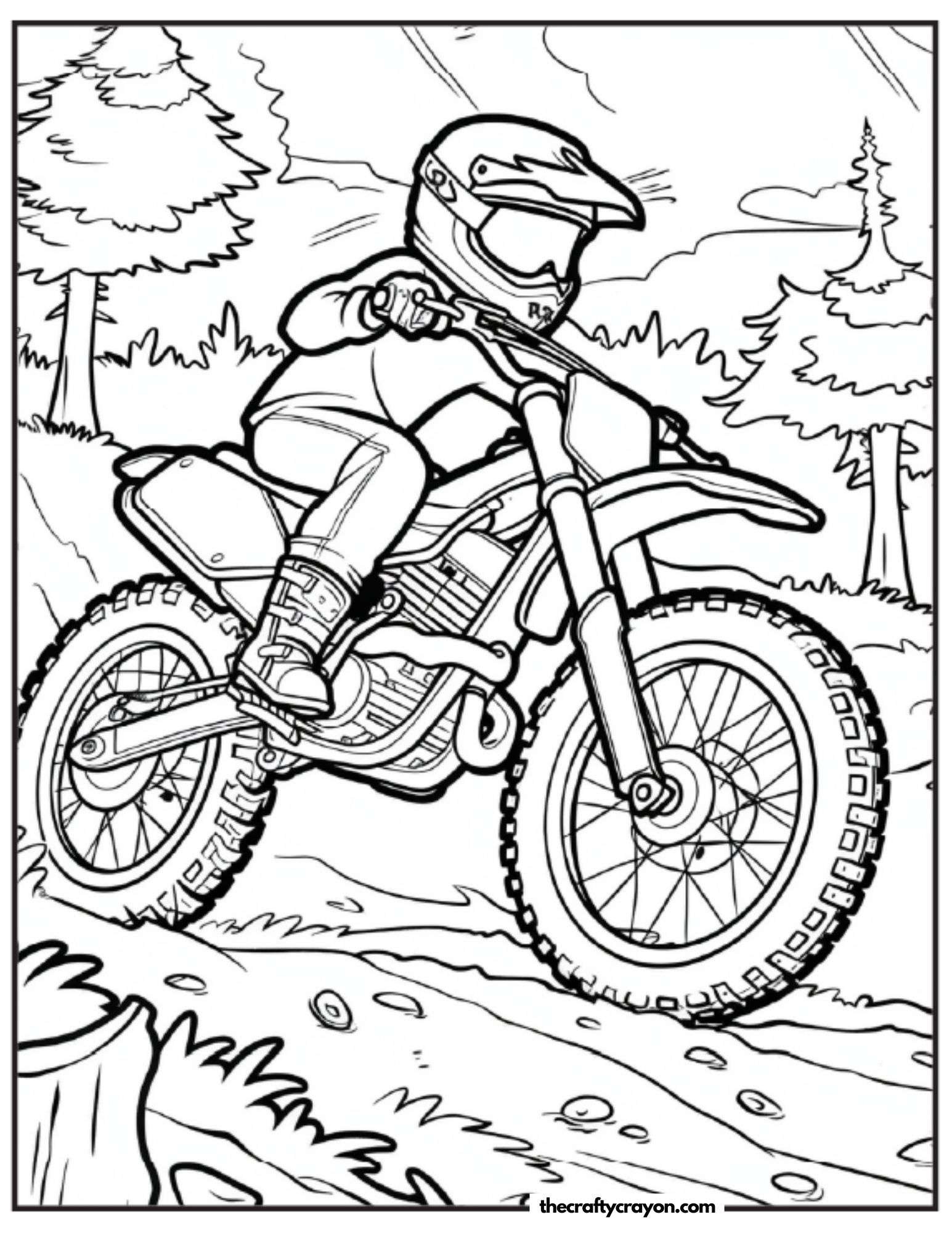 Adventurous Rider on Rocky Trail Coloring Page