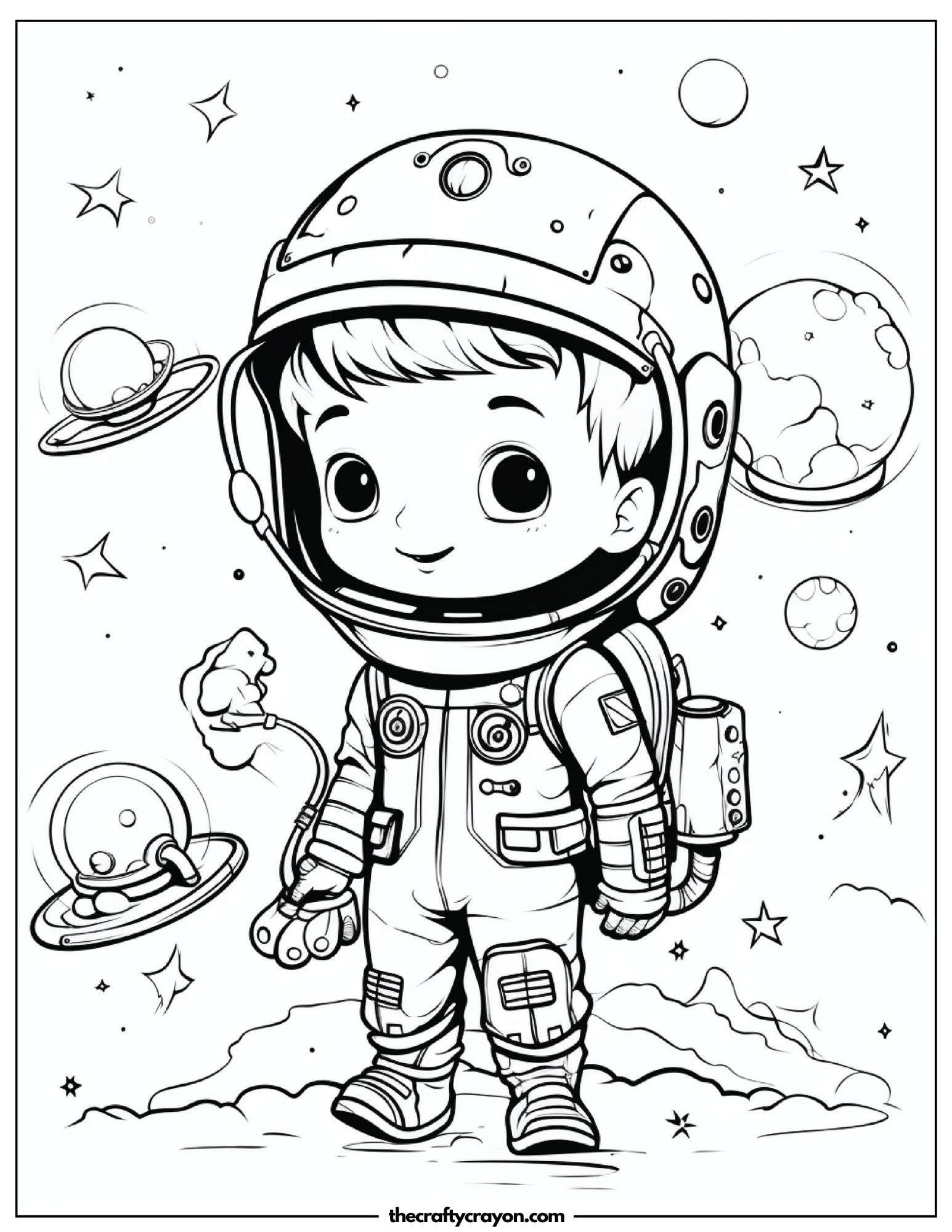 Astronaut with Planets Around