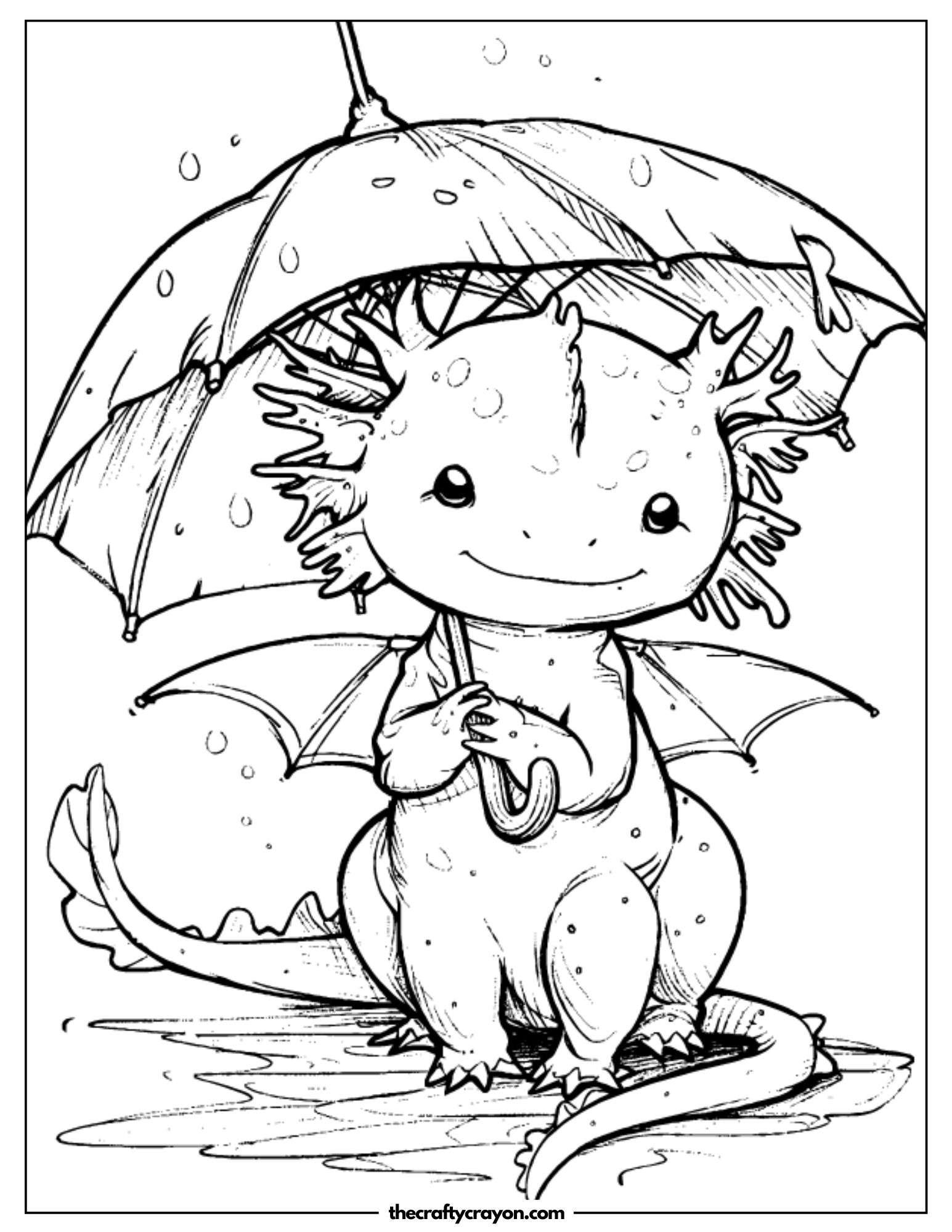 Axolotl Posing in Water Scene Coloring Page
