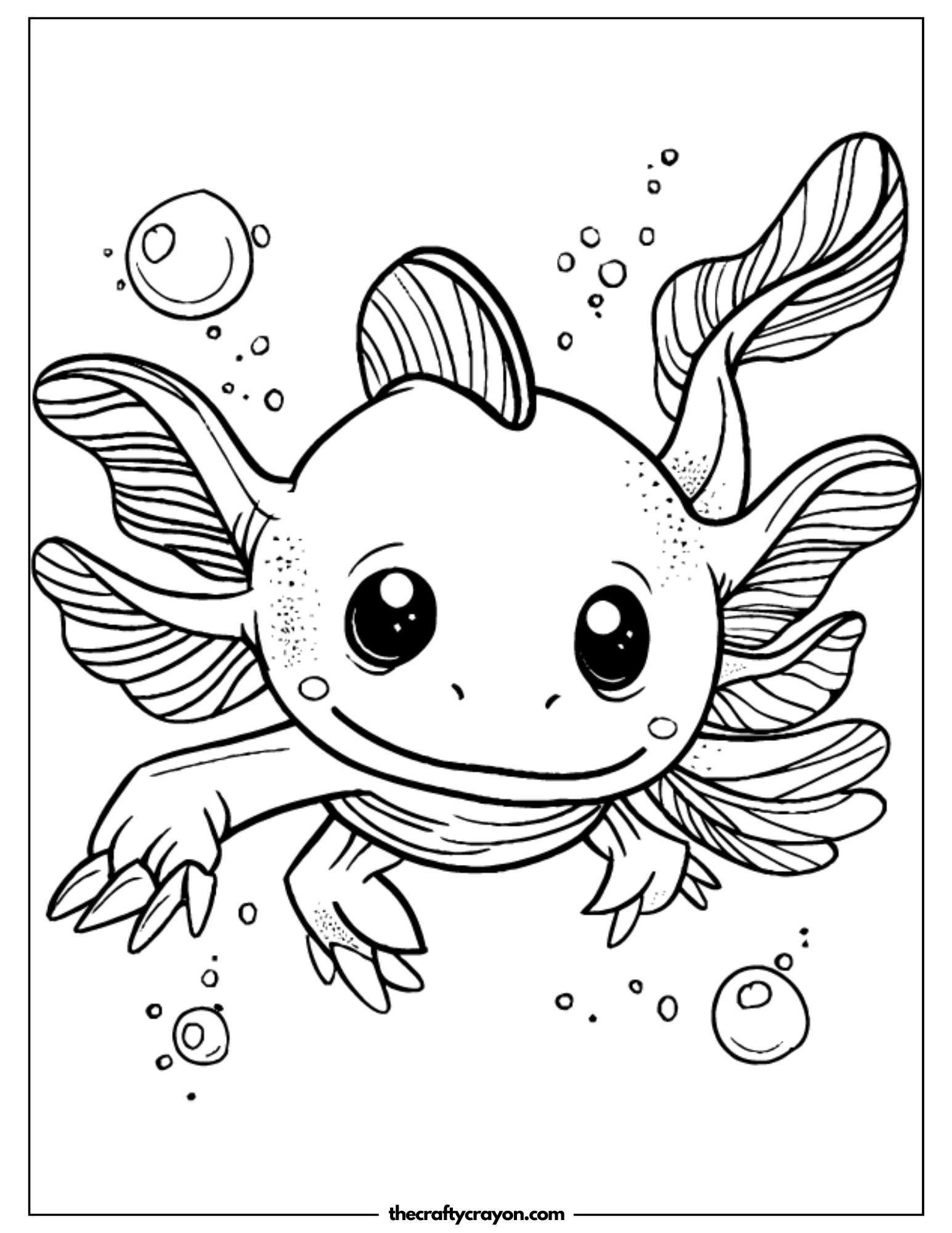 Axolotl Underwater Scene Coloring Page