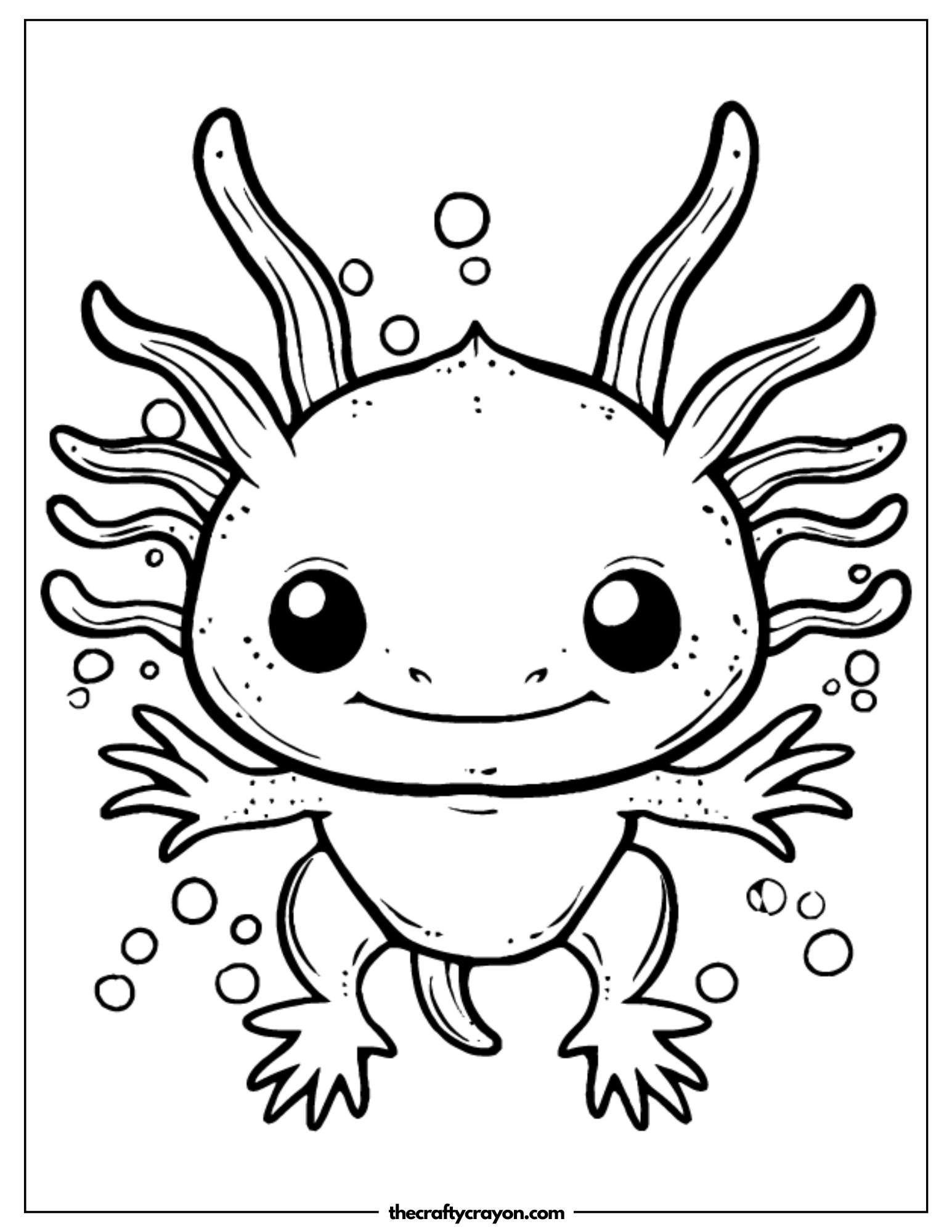Axolotl with Curled Tail Coloring Page