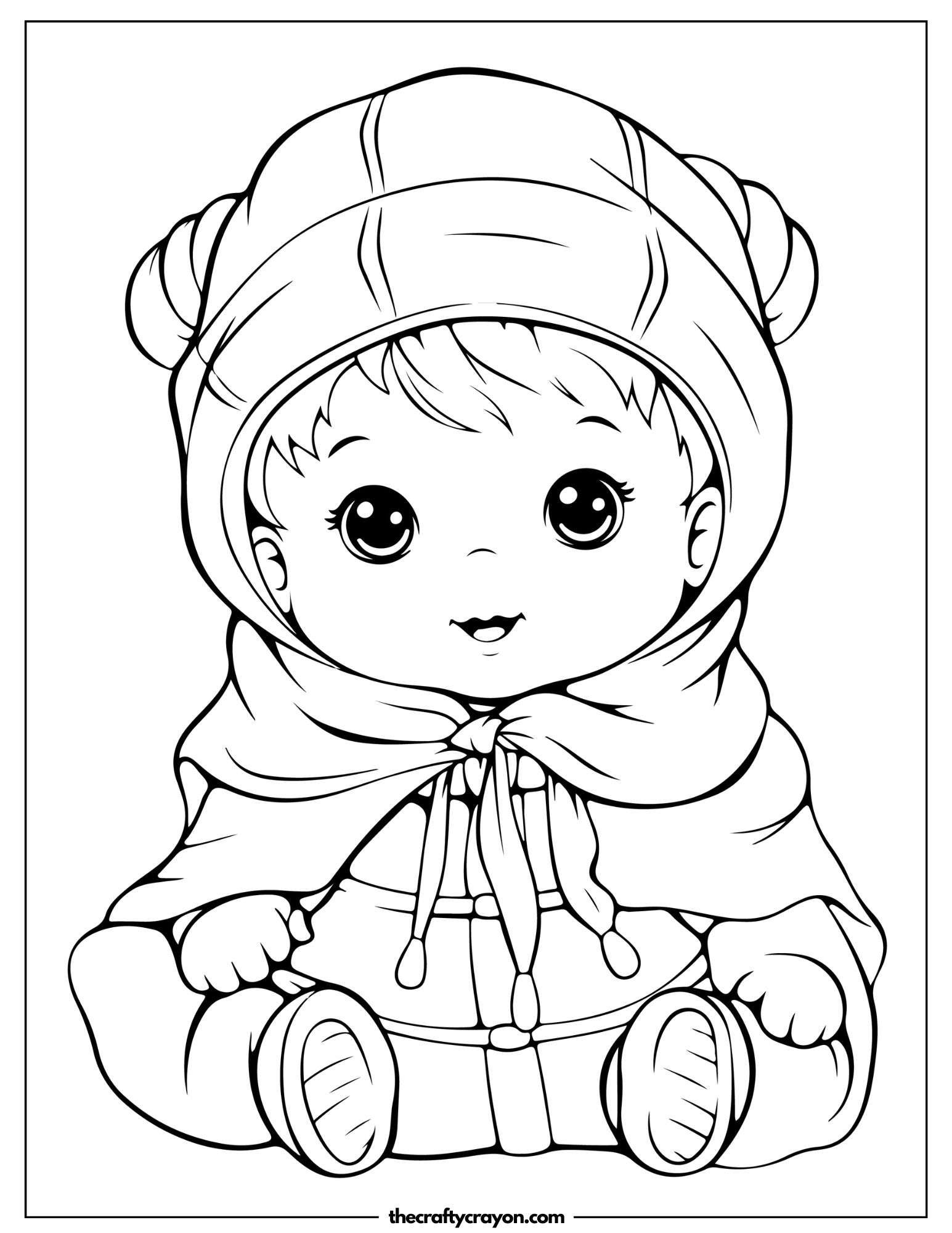 Baby in Warm Cloak Coloring Page