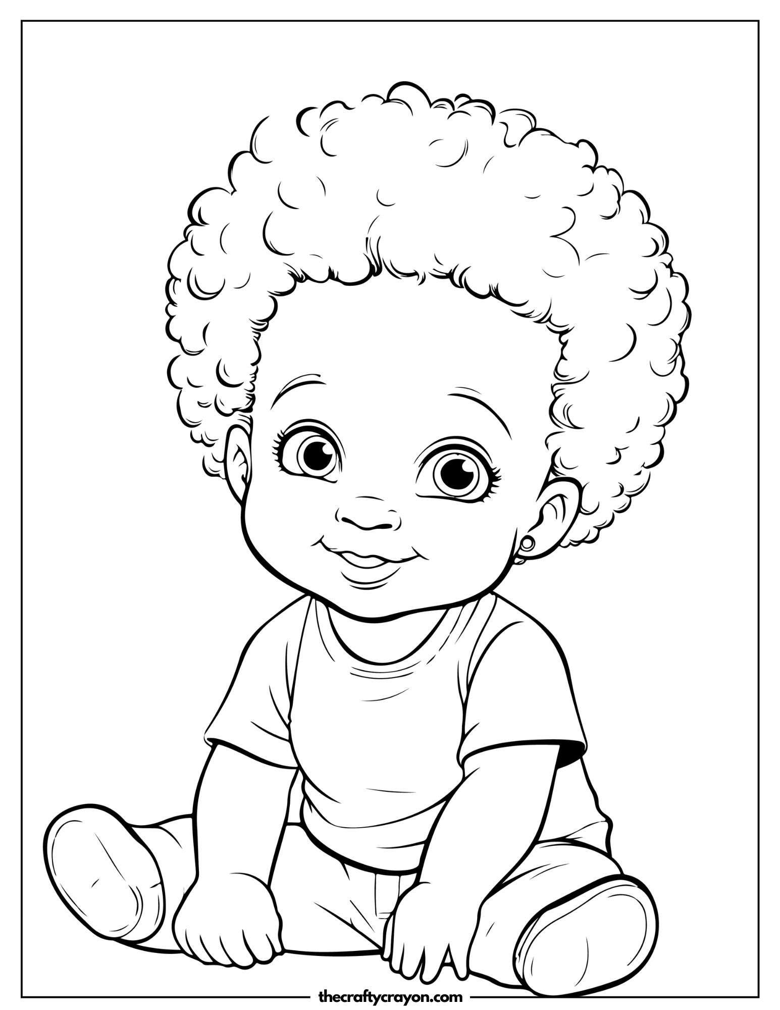 Baby with Curly Hair Coloring Page