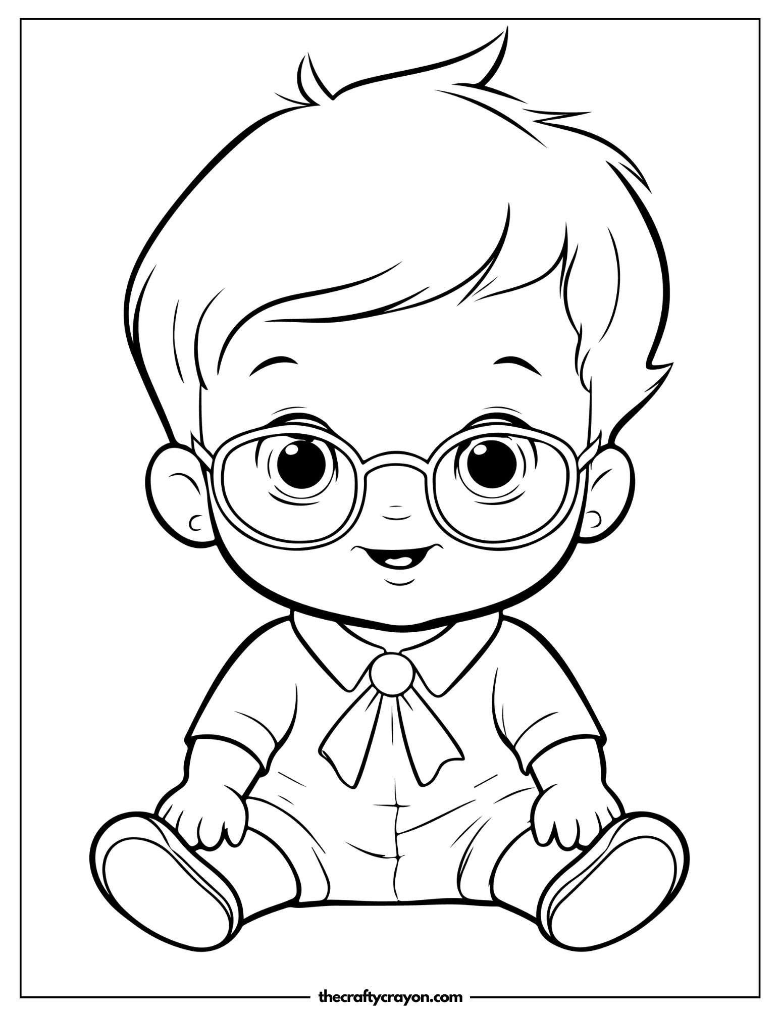 Baby with Glasses Smiling Coloring Page
