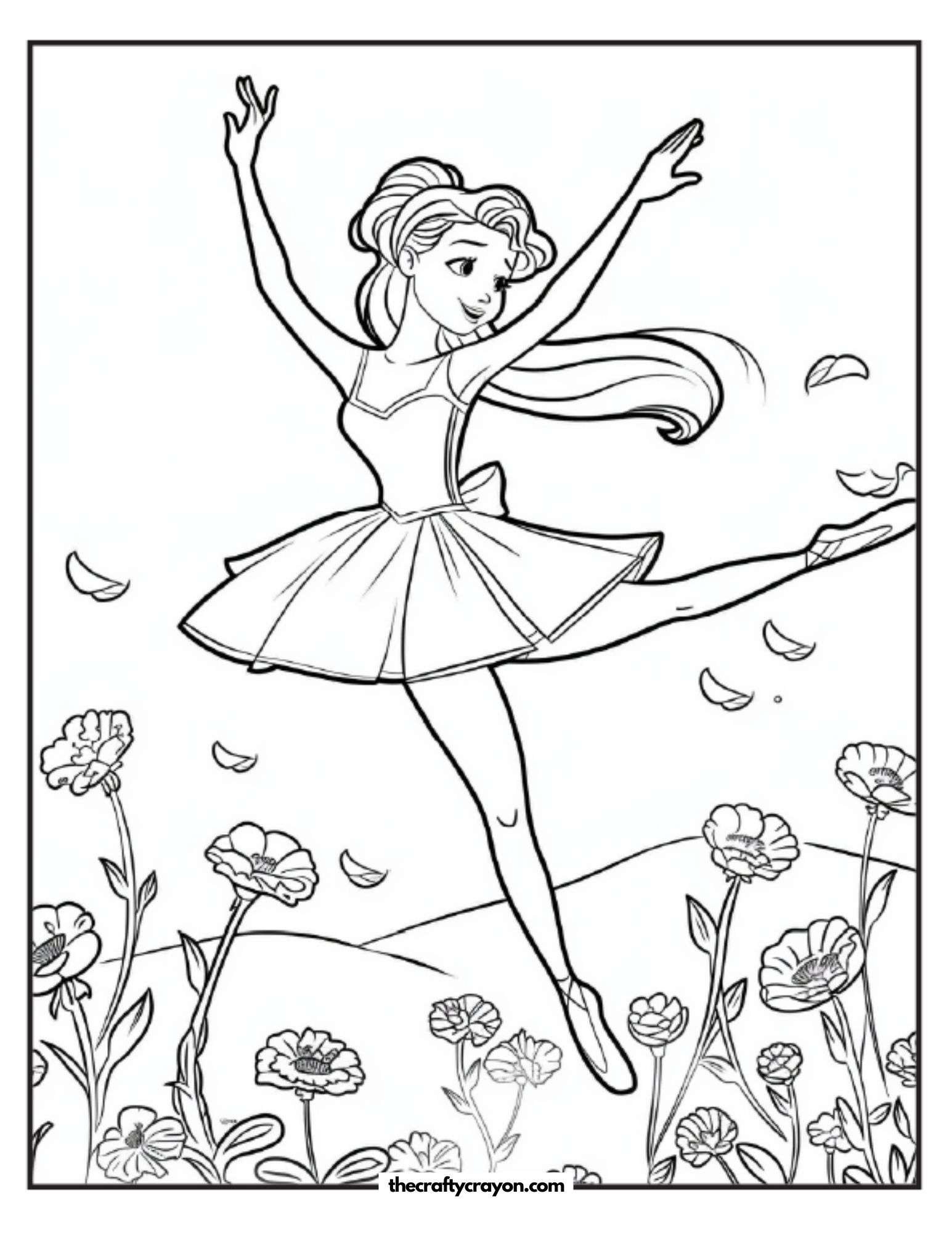 Ballerina Performing on Stage Coloring Page