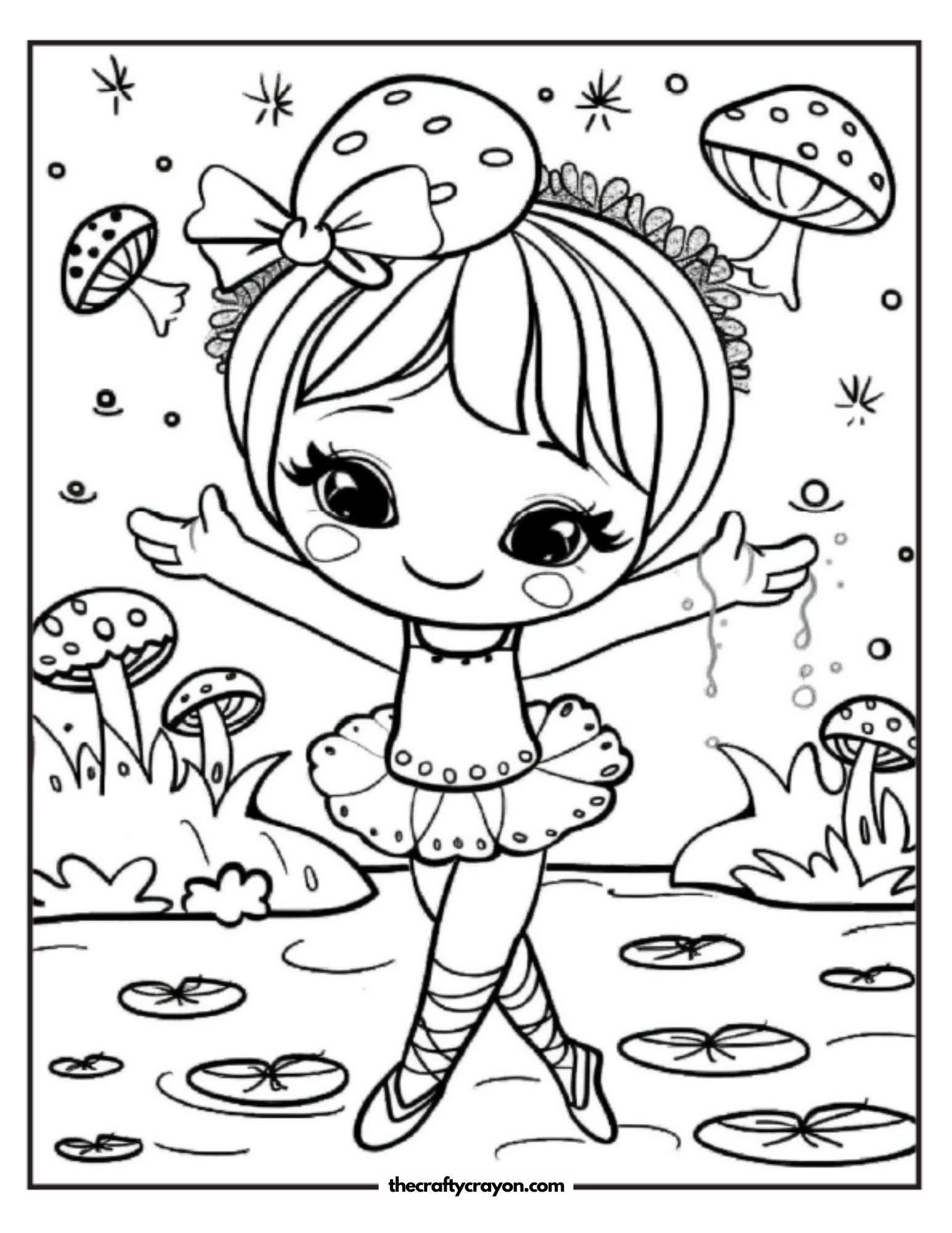 Ballerina in Enchanted Forest Coloring Page