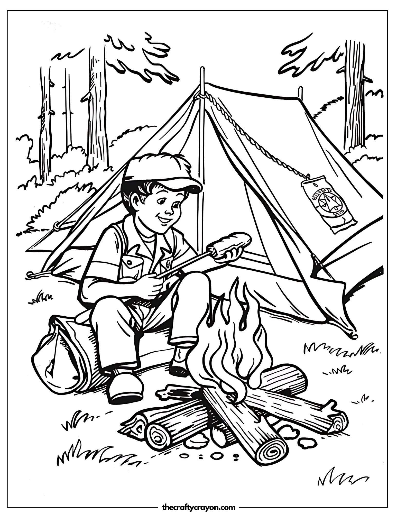 Boy Scout Campfire Coloring Page