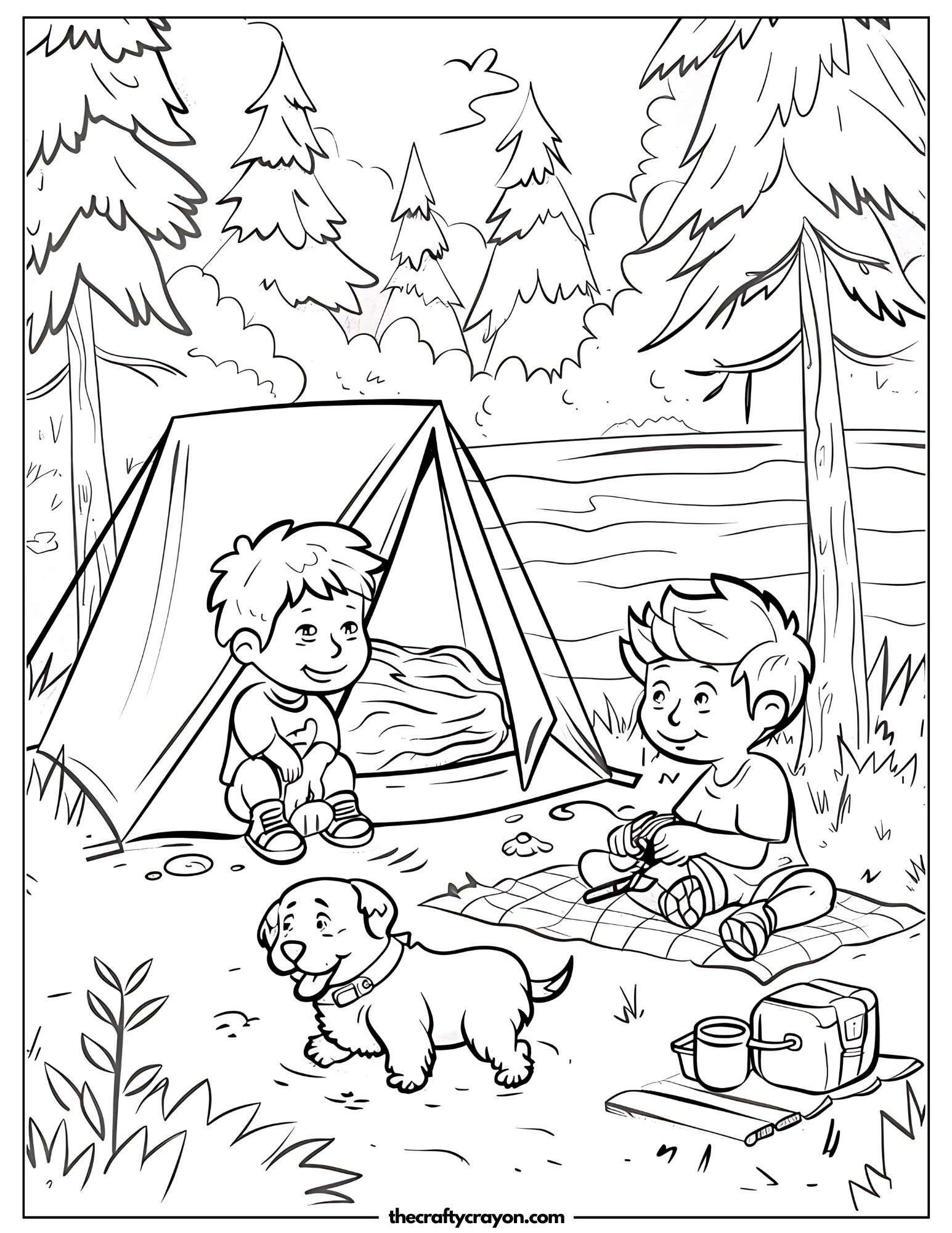 Campfire Cooking Scene Coloring Page