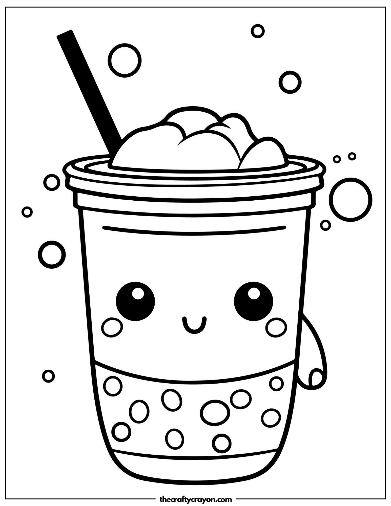 Cartoon Boba Beverage Coloring Page