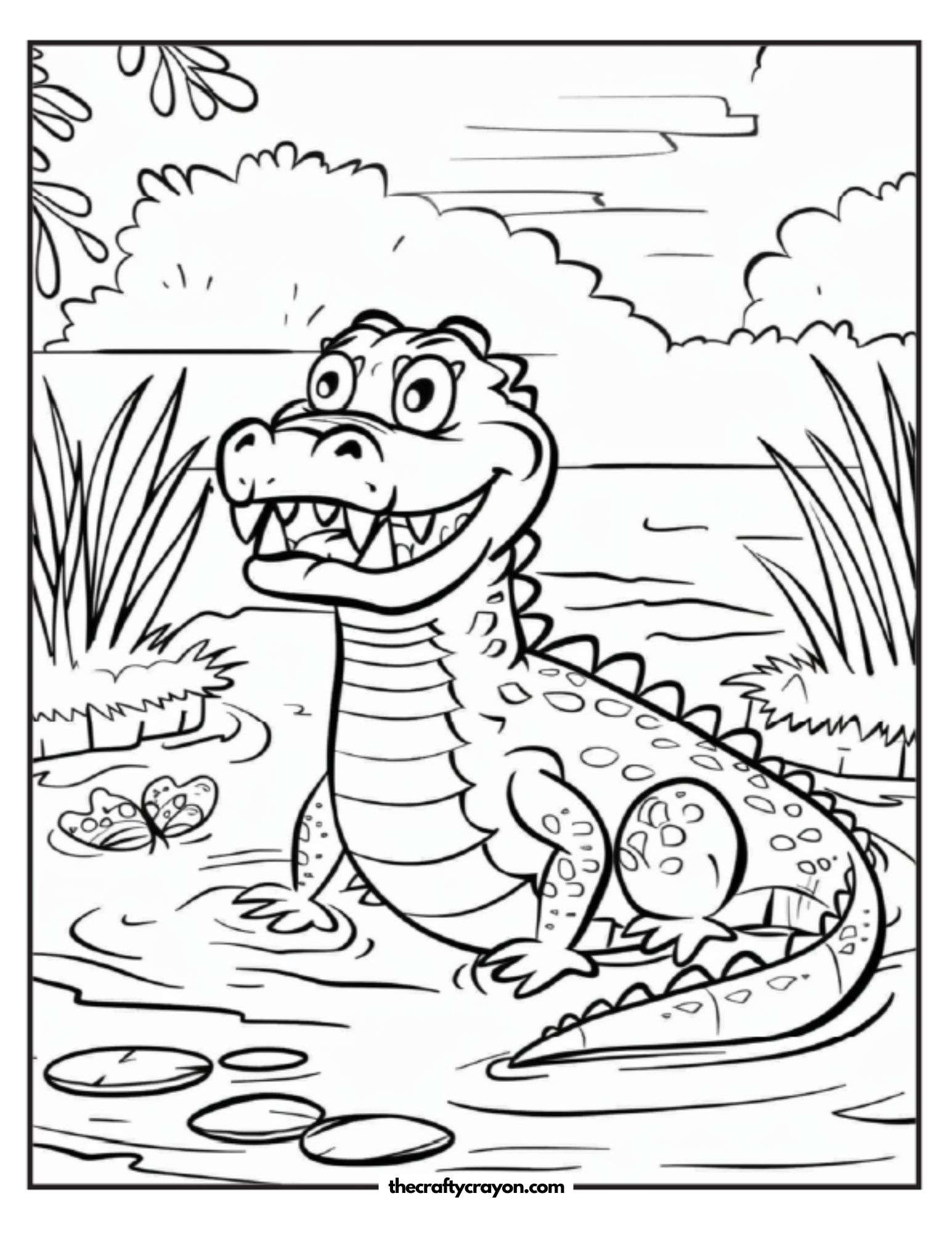 Cartoon Crocodile In A Swamp